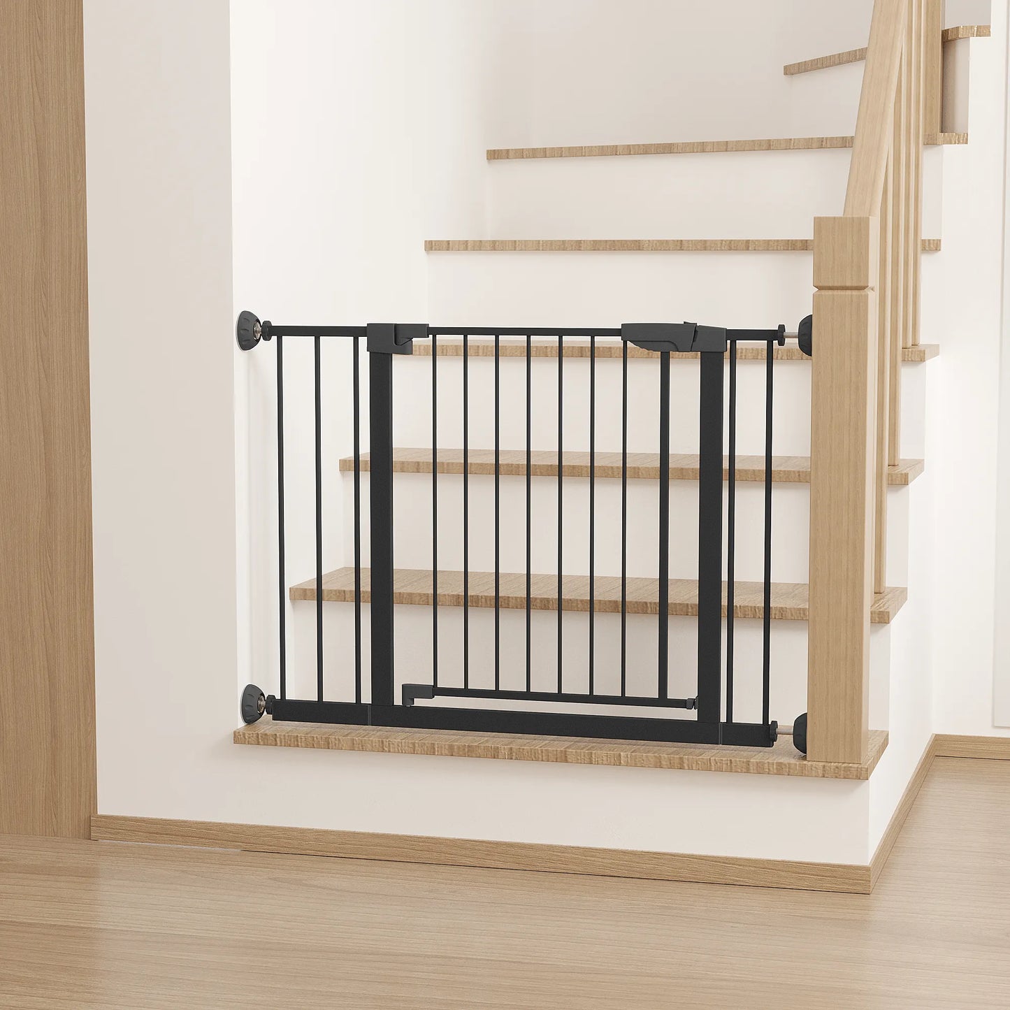 29.5-45.3' Wide Baby Gate with wall protector for Stairs, Dog Gate Indoor for Doorways, No Drilling Pressure Mounted Pet Gates for Kids, Easy Walk – view 9
