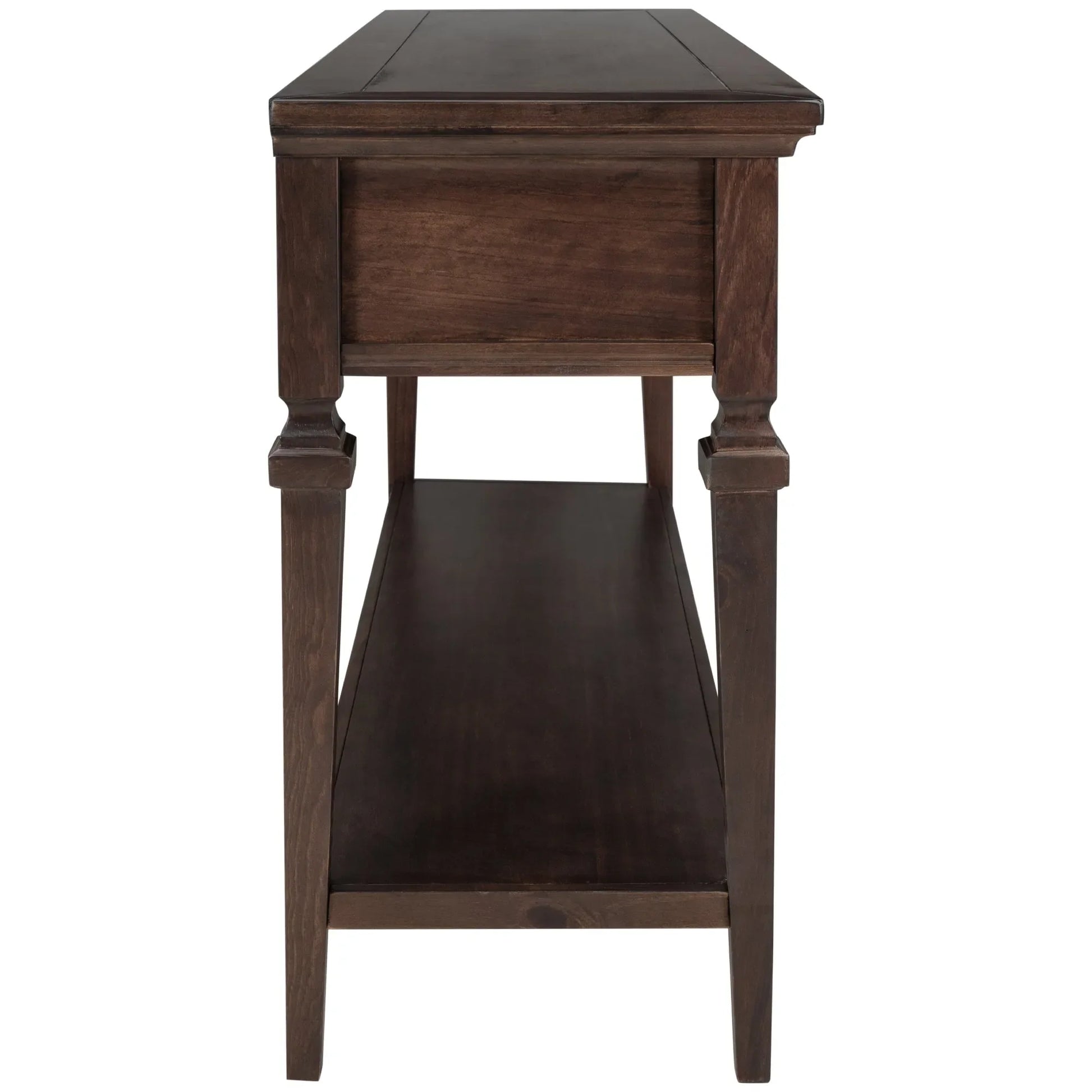 Classic Retro Style Console Table with Three Top Drawers and Open Style Bottom Shelf, Easy Assembly (Espresso) – view 9