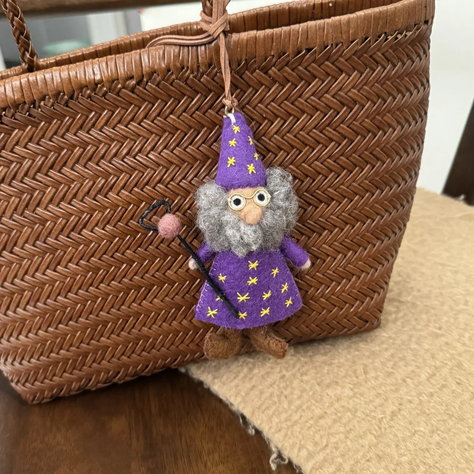 wizard handmade wool felt bag charm