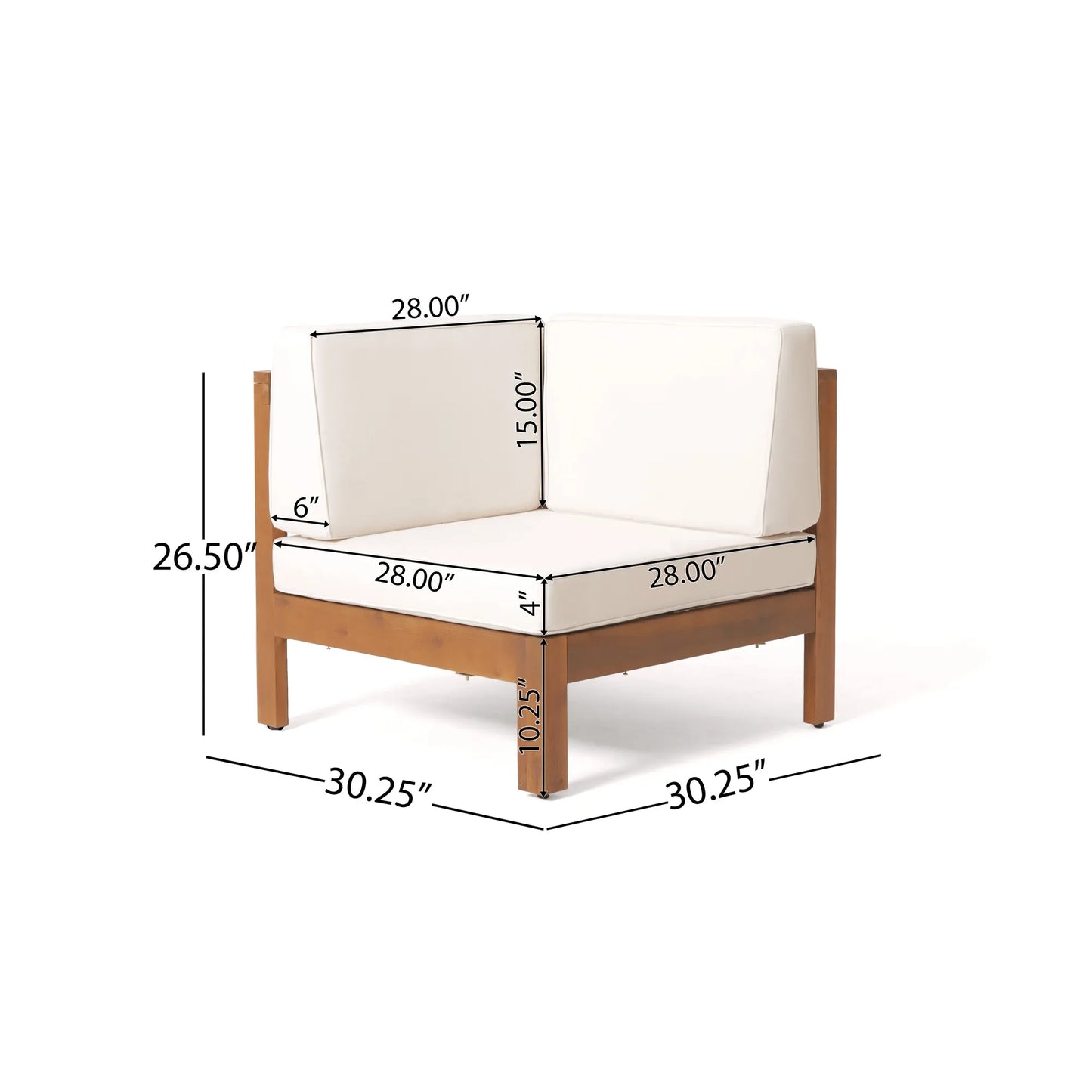 OUTDOOR WOODEN SECTIONAL SET WITH CUSHIONS, BEIGE – view 10