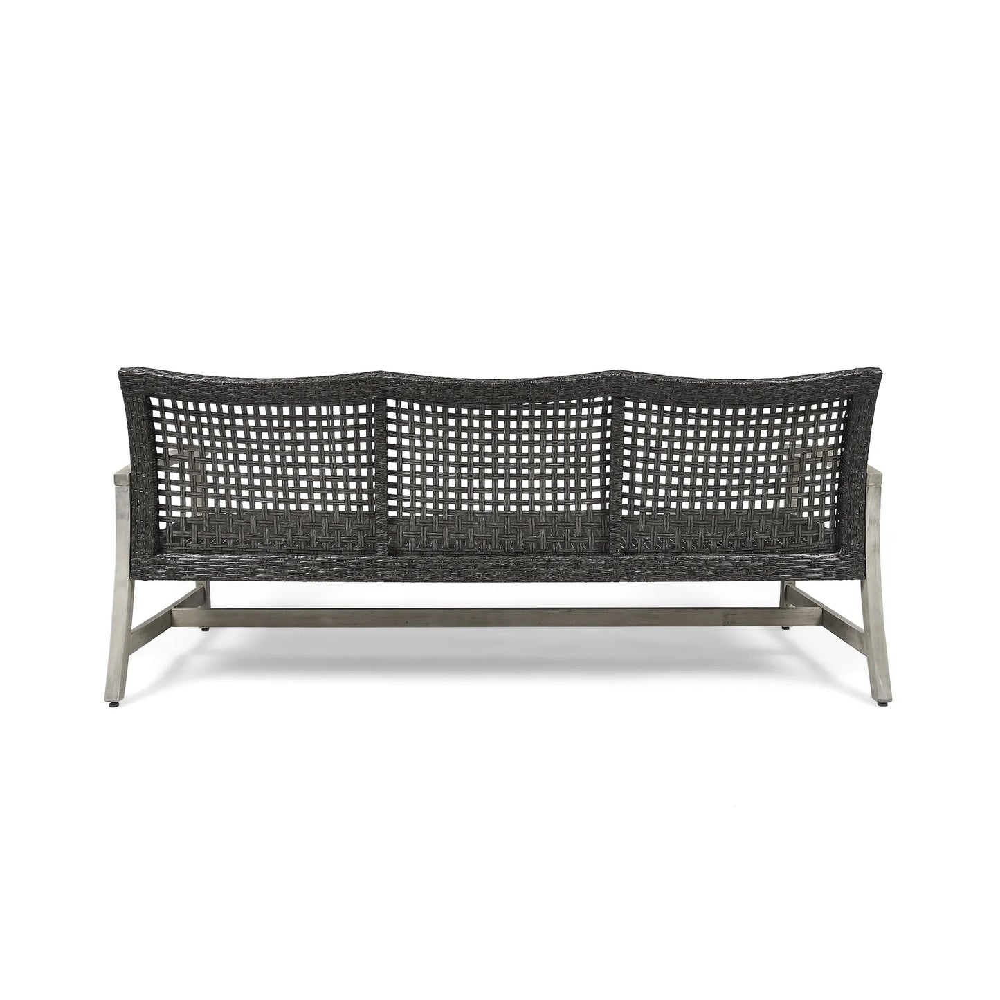 Outdoor Acacia Wood Wicker 3 Seater Sofa, Patio Furniture Conversation Set for Backyard – view 10