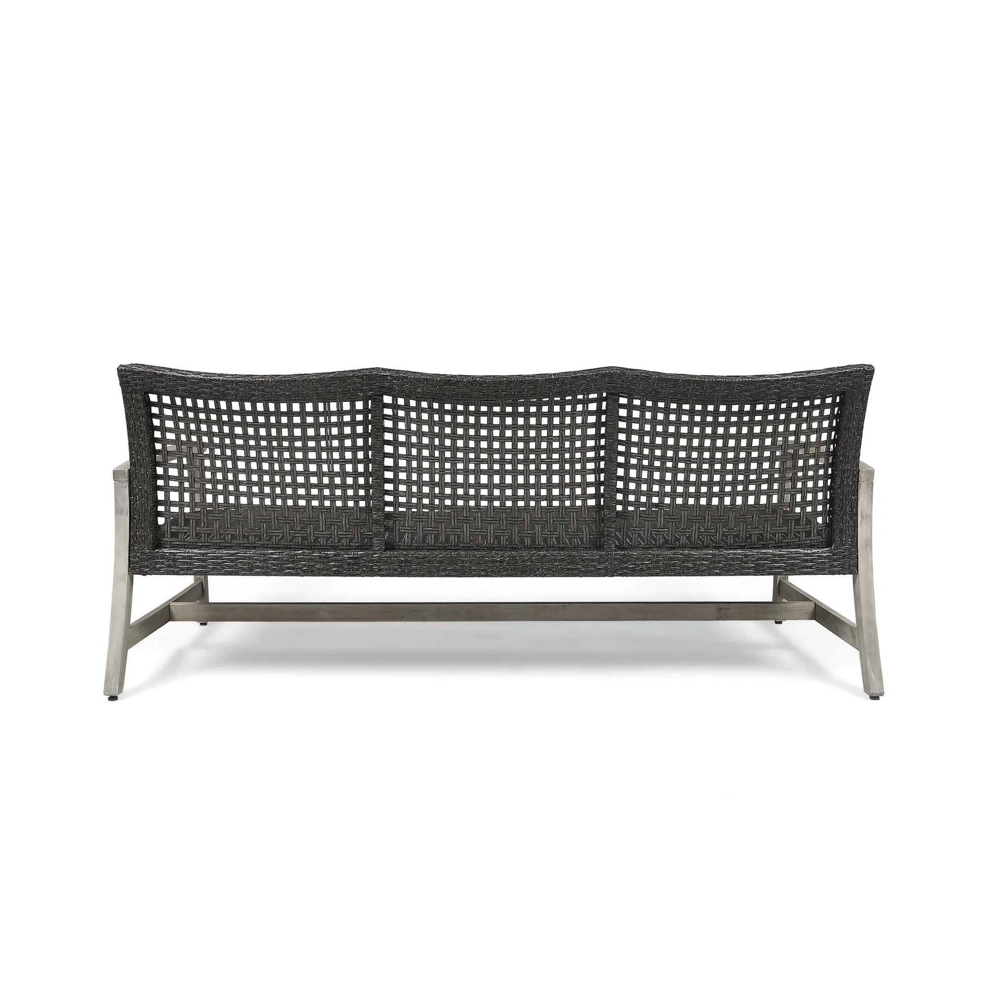 Outdoor Acacia Wood Wicker 3 Seater Sofa, Patio Furniture Conversation Set for Backyard – view 10