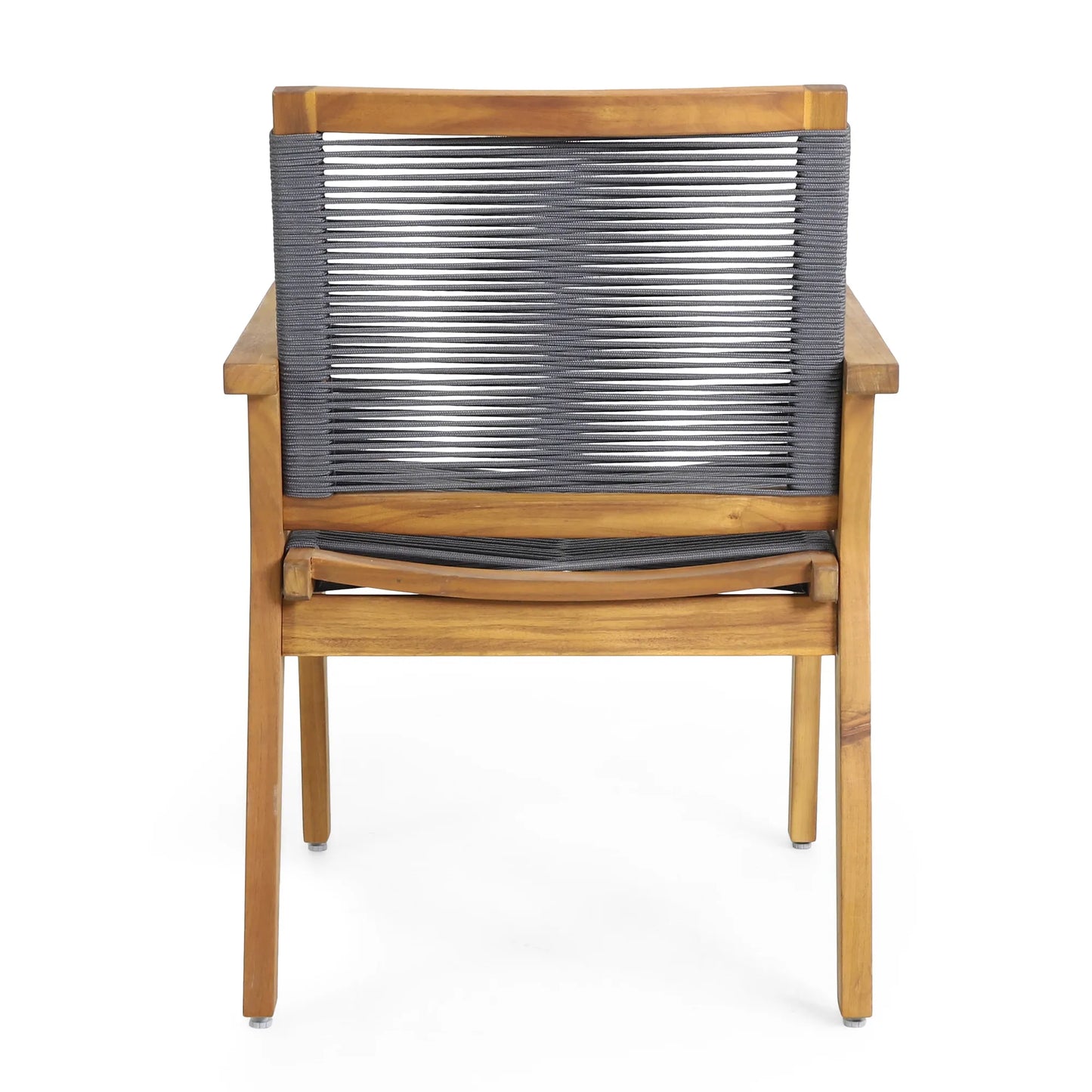 Outdoor Dining Chair Set of 2, Dark Grey Rope, Acacia Wood Frame – view 10