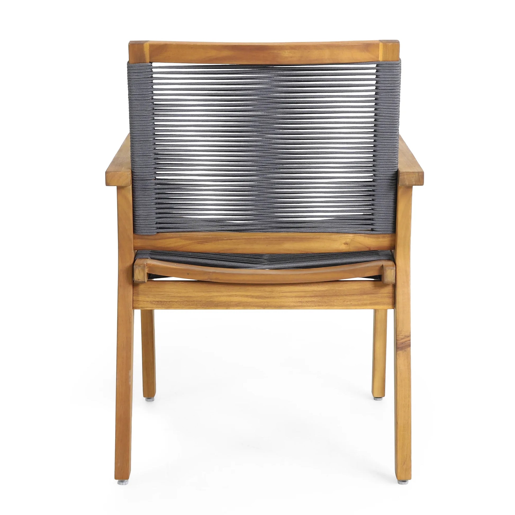 Outdoor Dining Chair Set of 2, Dark Grey Rope, Acacia Wood Frame – view 10