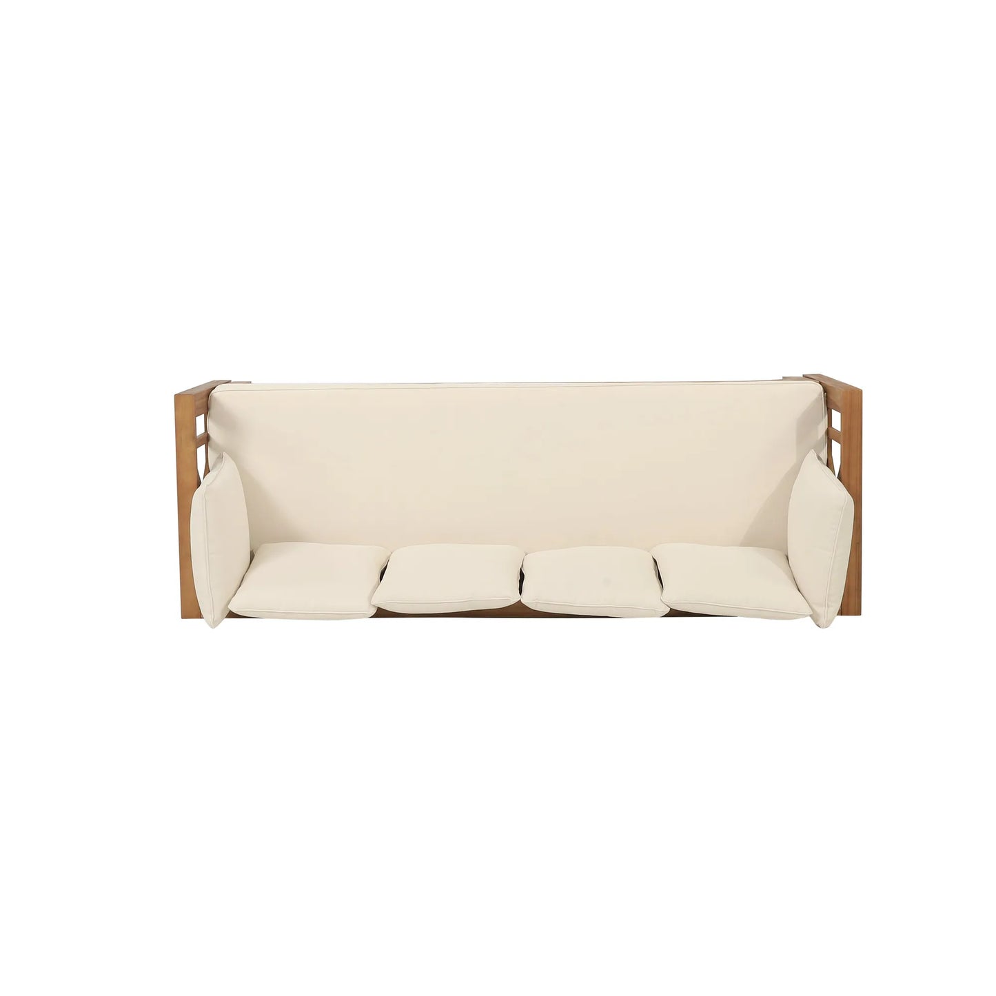 Outdoor Extendable Acacia Wood 3 Seater Sofa, Upholstered Cushion Couch, Daybed Sofa Chair, Spacious Seating Lounge Chair, Patio Daybed Sofa for – view 10