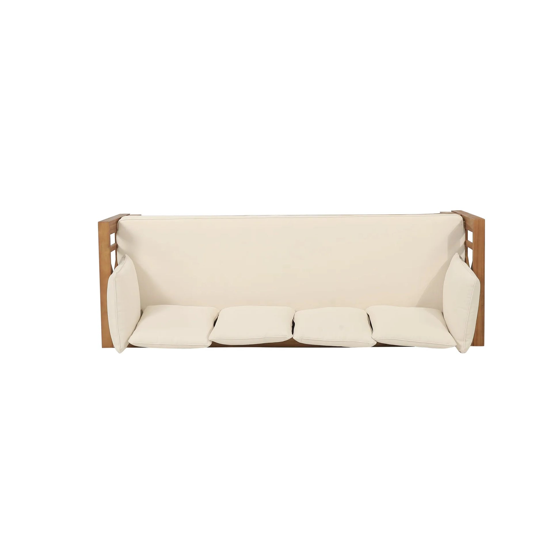 Outdoor Extendable Acacia Wood 3 Seater Sofa, Upholstered Cushion Couch, Daybed Sofa Chair, Spacious Seating Lounge Chair, Patio Daybed Sofa for – view 10