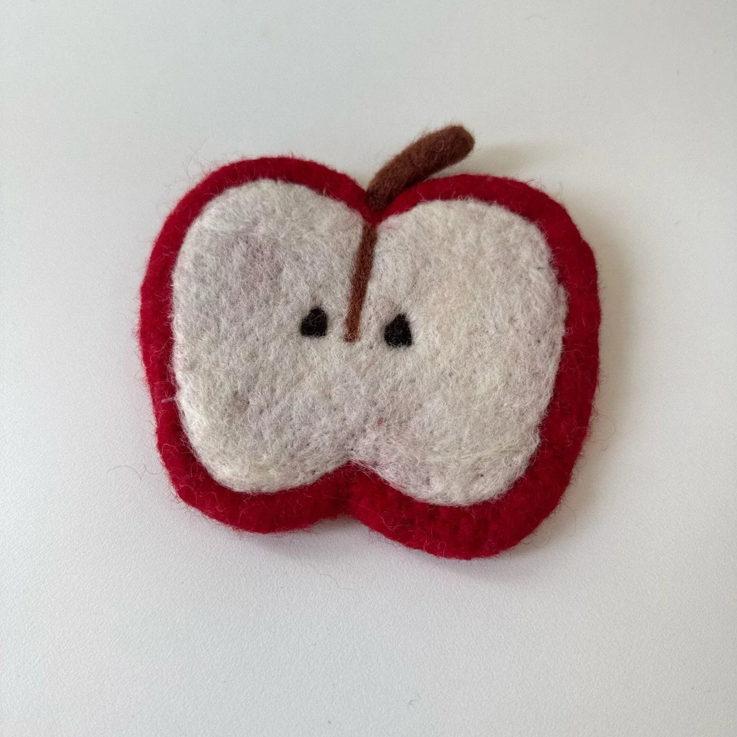 Handmade apple slice wool felt coaster