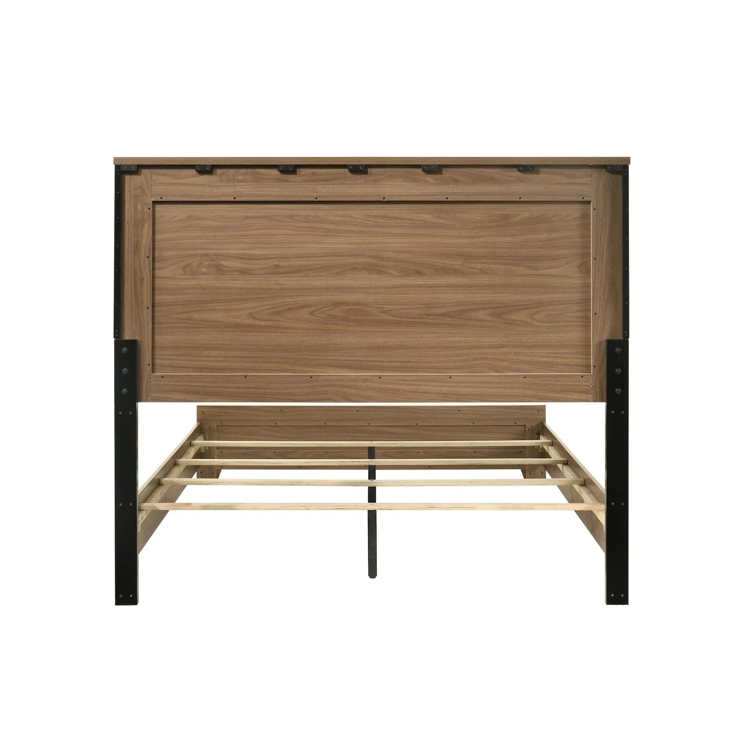 Walnut / Chestnut 3pc Set Queen Size Bed Dresser And Mirror Panel HB Bedroom Furniture Wooden Transitional – view 10