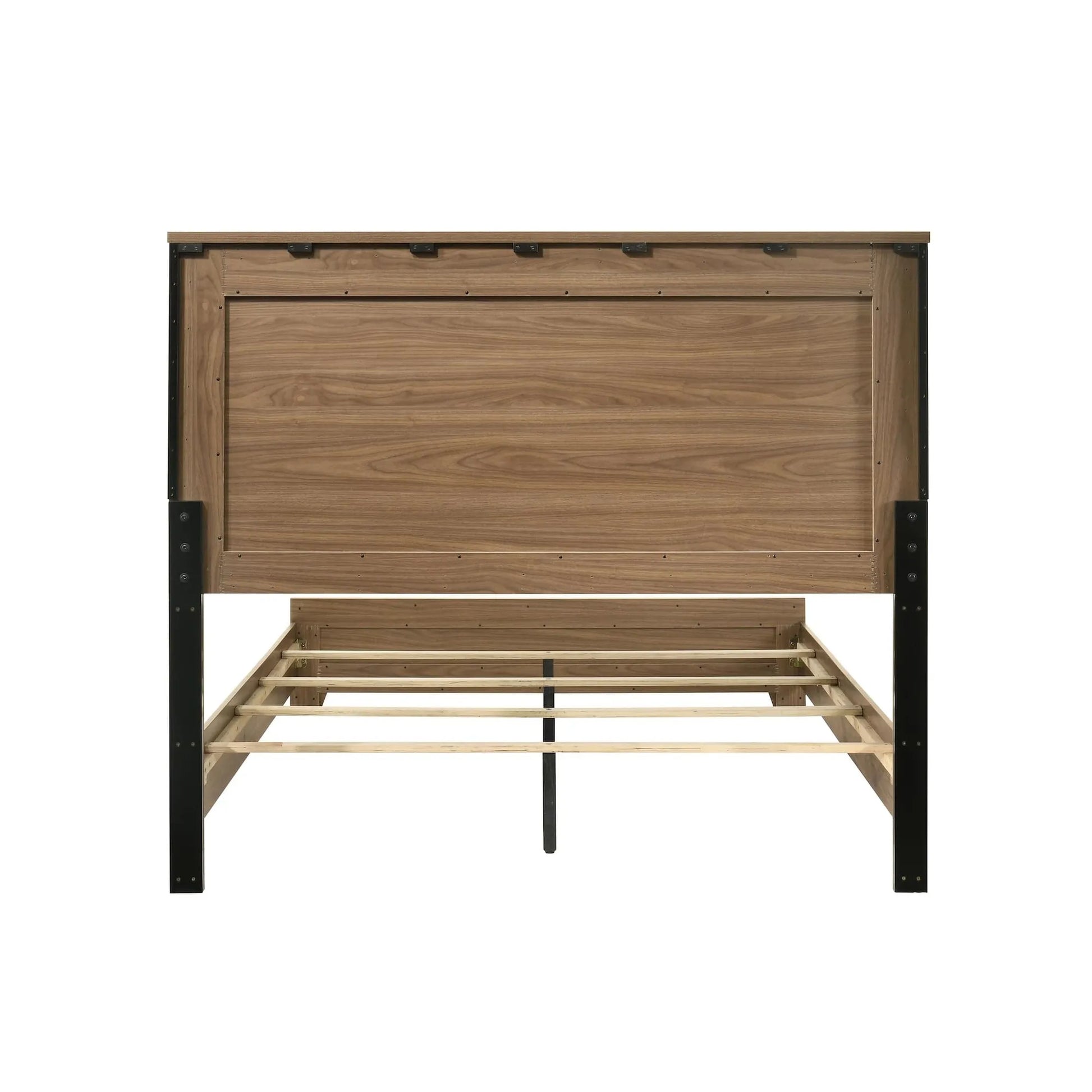Walnut / Chestnut 3pc Set Queen Size Bed Dresser And Mirror Panel HB Bedroom Furniture Wooden Transitional – view 10