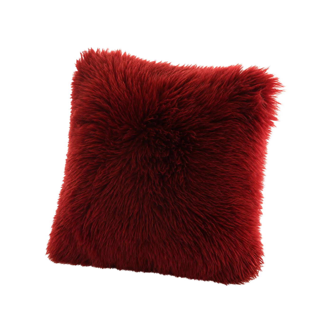 Burgundy genuine Australian wool pillow on transparent background