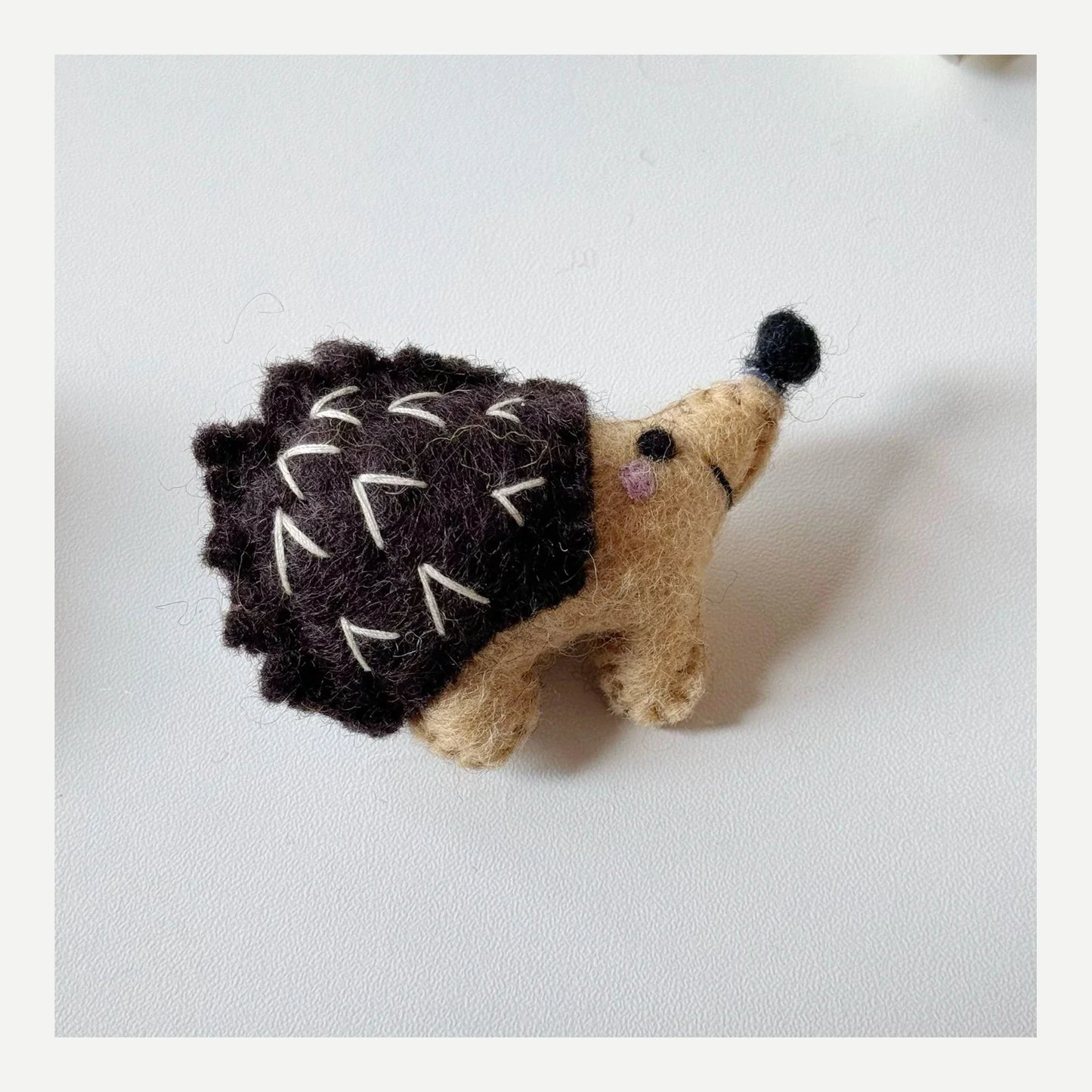 Hedgehog handmade wool felt brooch