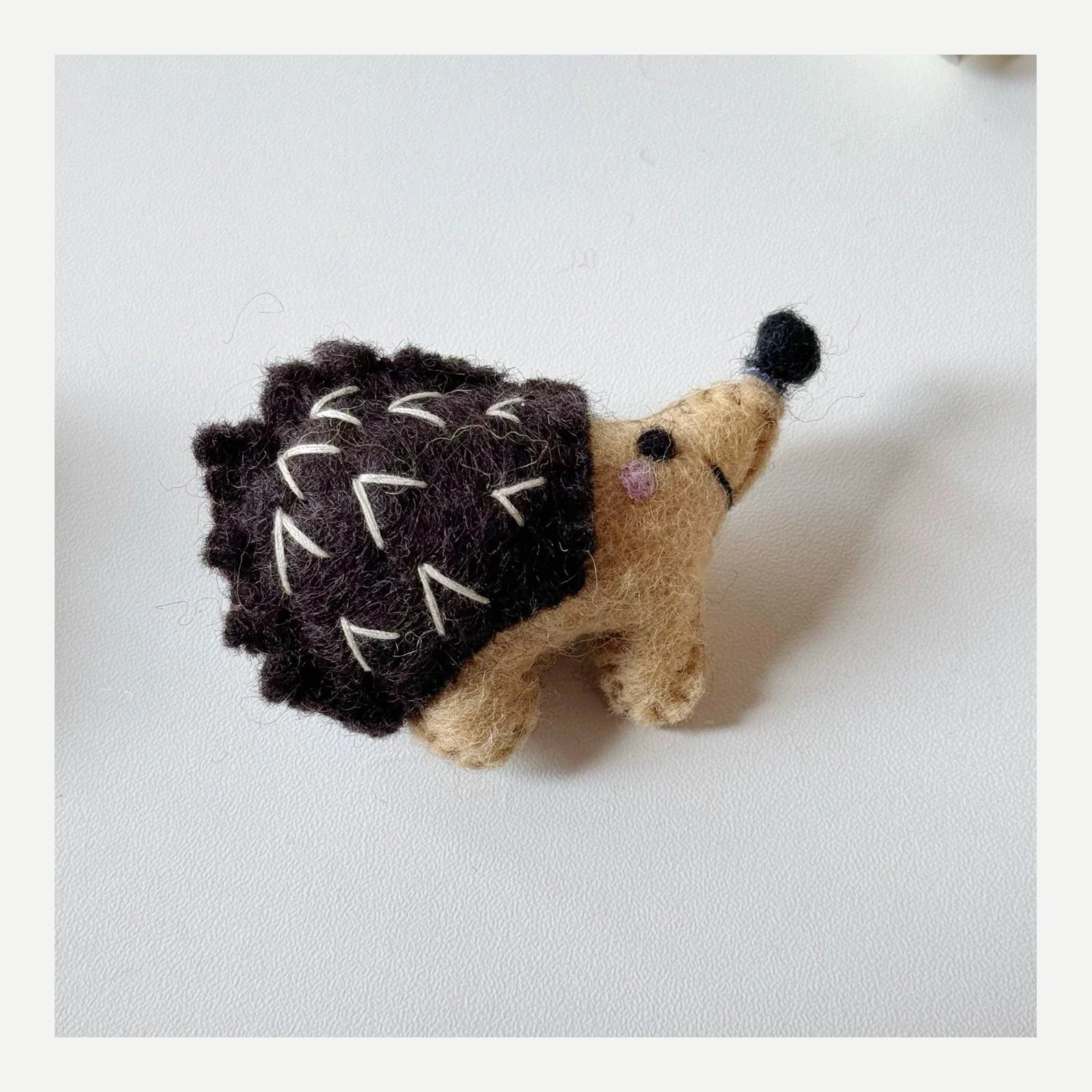 Hedgehog handmade wool felt brooch