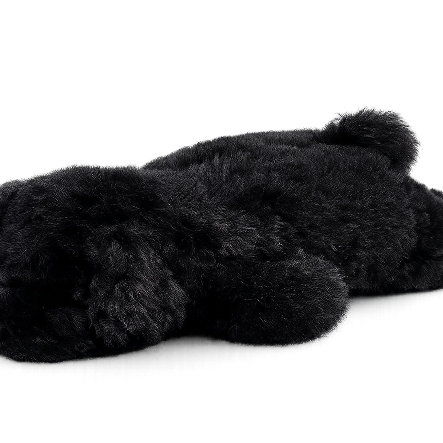 Black lambswool poodle-shaped decorative pillow, full view