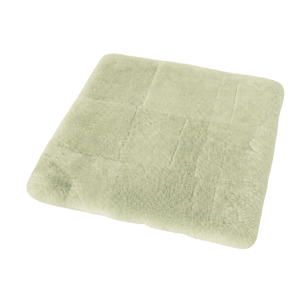 Light Sage genuine short-pile sheared-sheepskin patchwork chair pad on transparent background