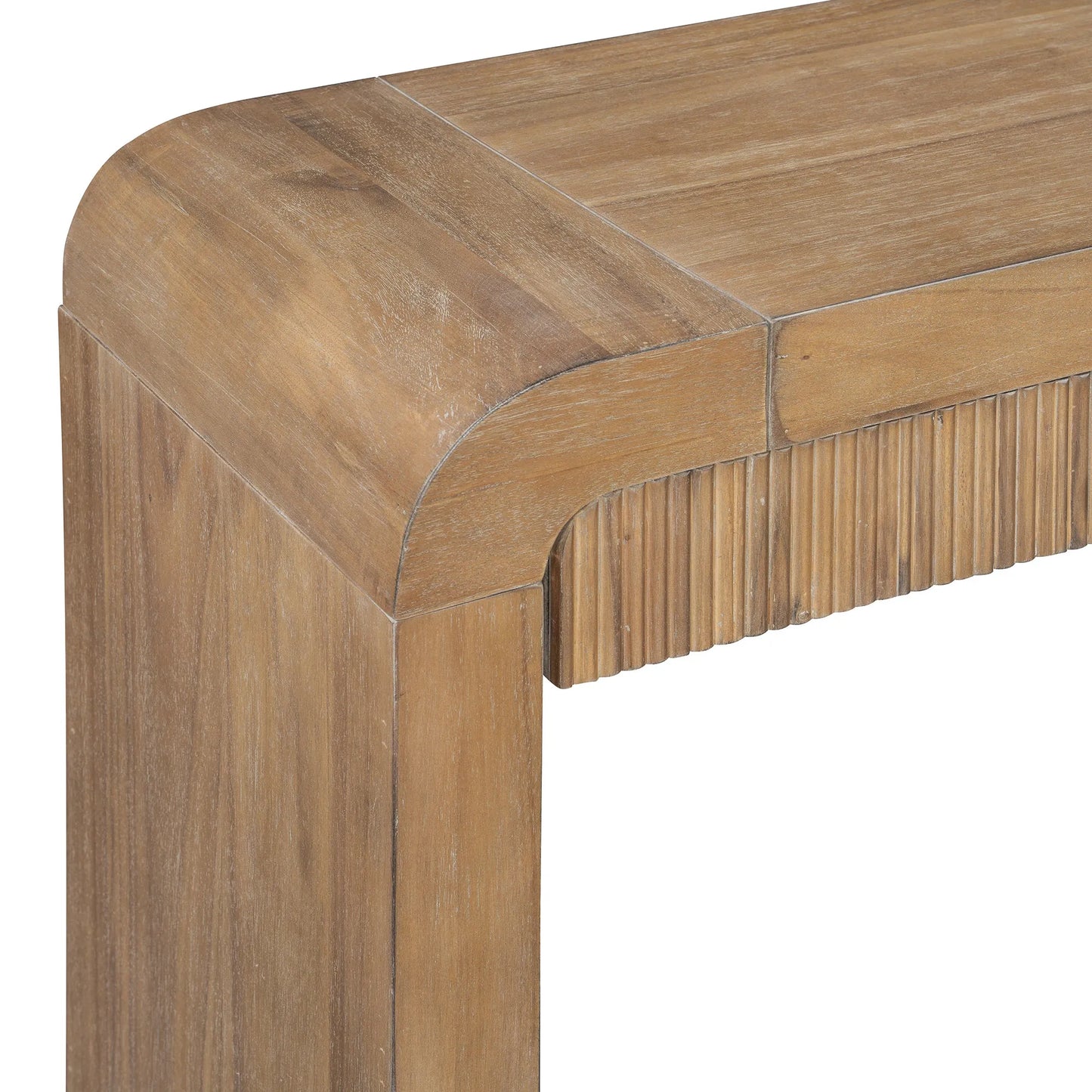 Rustic Console Table with Fluted Drawer Front, Entryway Table with Curved Corners & Thick Legs, Sturdy Sofa Table for Hallway & Living Room (Natural) – view 10