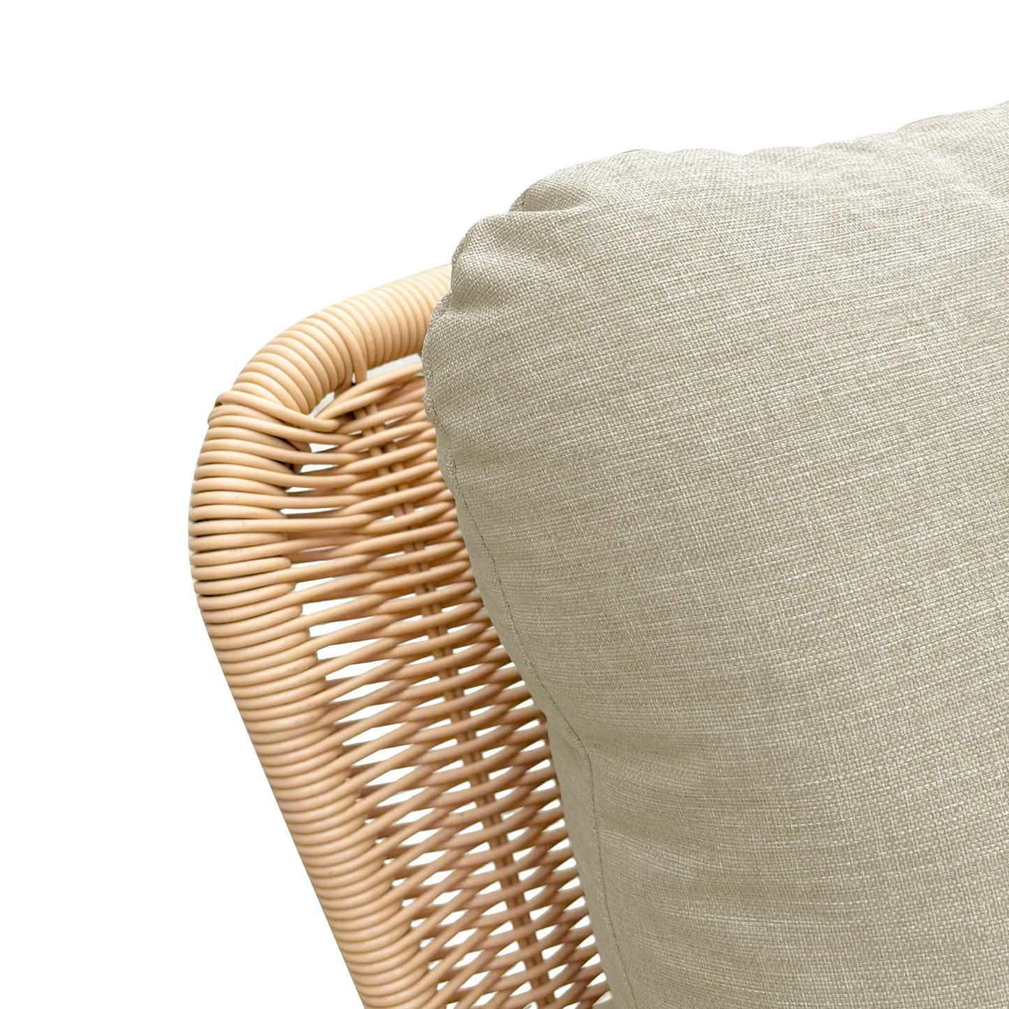 Contemporary Minimalist Beige Wicker Rocking Chair with Soft Polyester Cushions and Wooden Frame – view 10