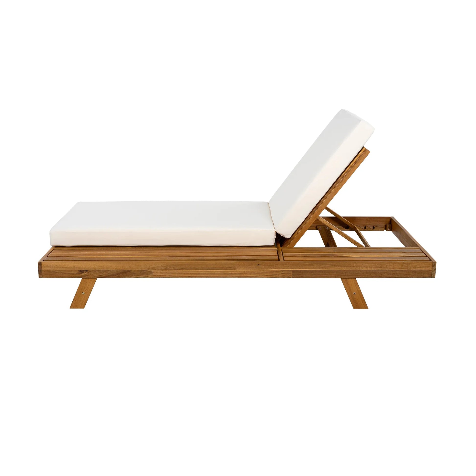 LOUNGE CHAISE SET, SPACE AVAILABLE ON ONE SIDE,ACACIA WOOD WITH WATER-RESISTANT LOUNGE CUSHIONS (CREAM & 4 INCH THICK) - MATCHING DARK GREY VERSION – view 10