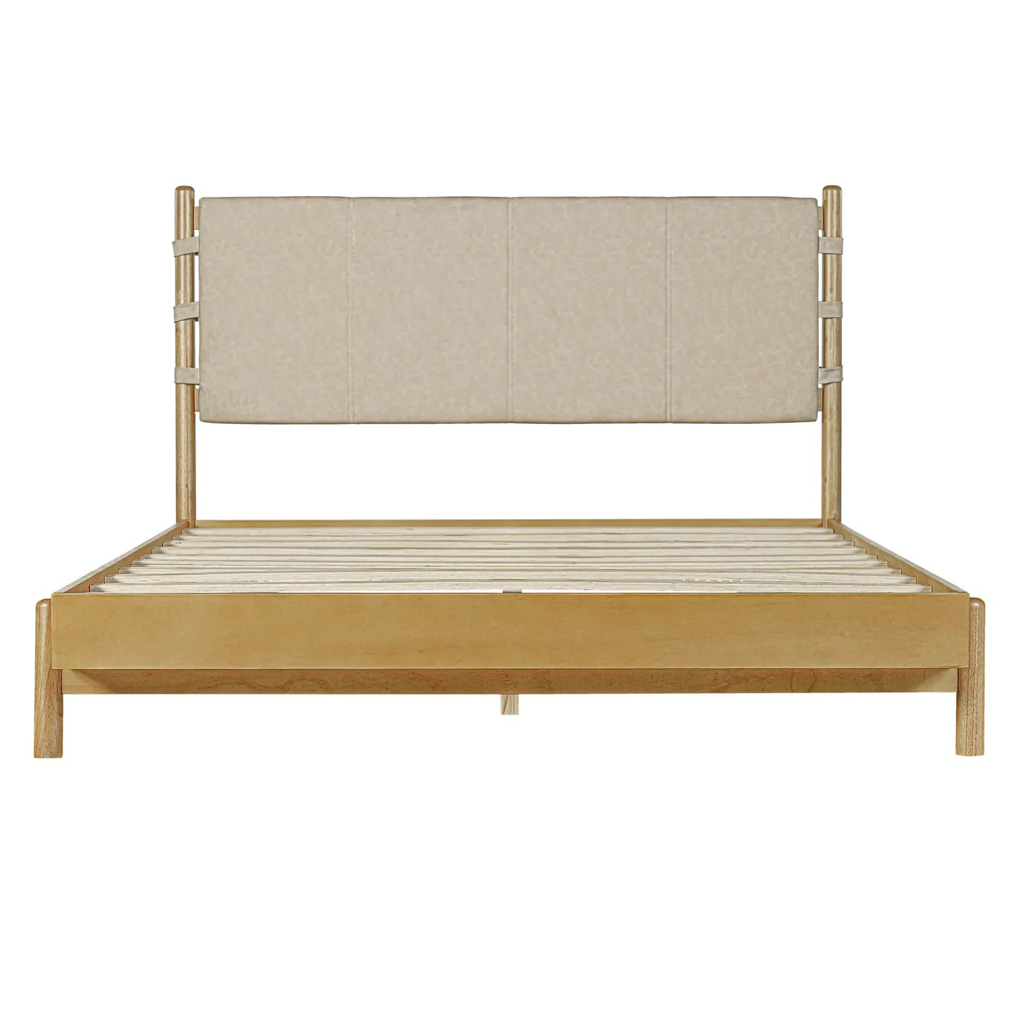 Modern Queen Bed Frame Set with 2 Nightstands, Beige Wood Platform Bed with Headboard and Matching Bedside Tables for Bedroom – view 10