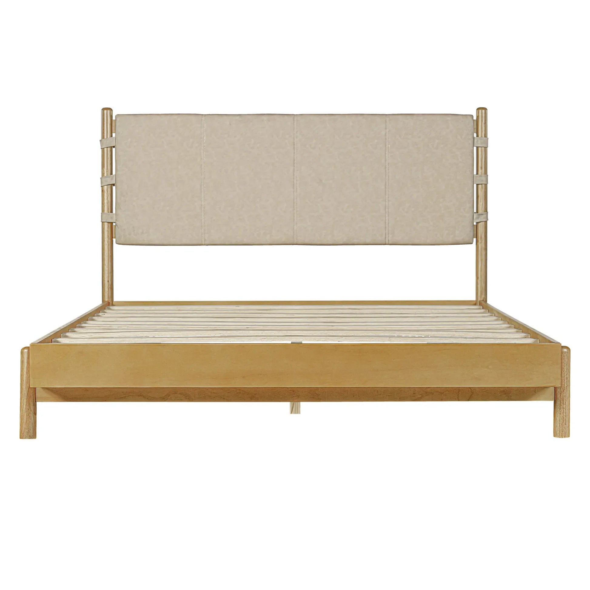 Modern Queen Bed Frame Set with 2 Nightstands, Beige Wood Platform Bed with Headboard and Matching Bedside Tables for Bedroom – view 10