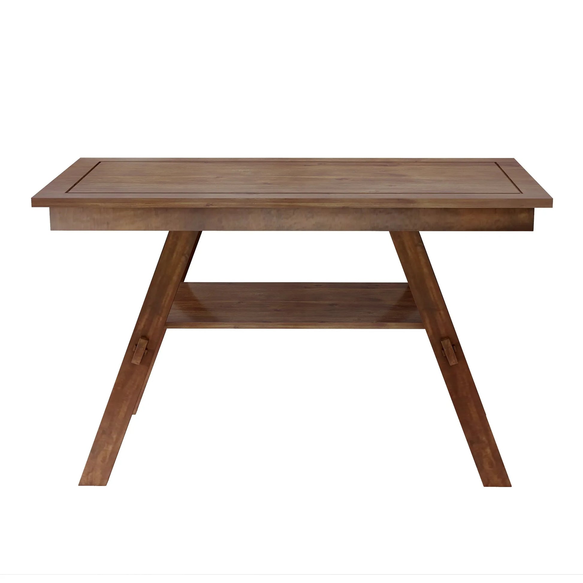 6-Piece Wood Counter Height Dining Table Set with Storage Shelf, Kitchen Table Set with Bench and 4 Chairs,Rustic Style, Walnut+Beige Cushion (old – view 10