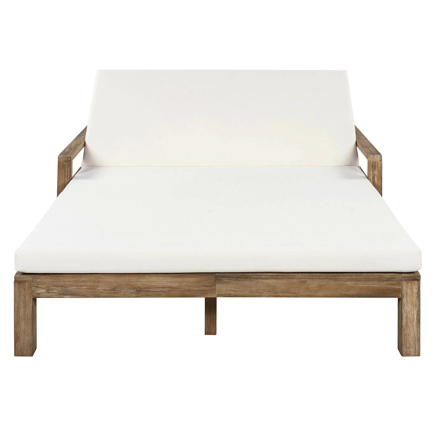 1-Piece Farmhouse-styled Wooden Outdoor Sunbed for Ultimate Relaxation Outdoor Daybed Seating 2 People for Poolside, Garden and Backyard (Beige) – view 10