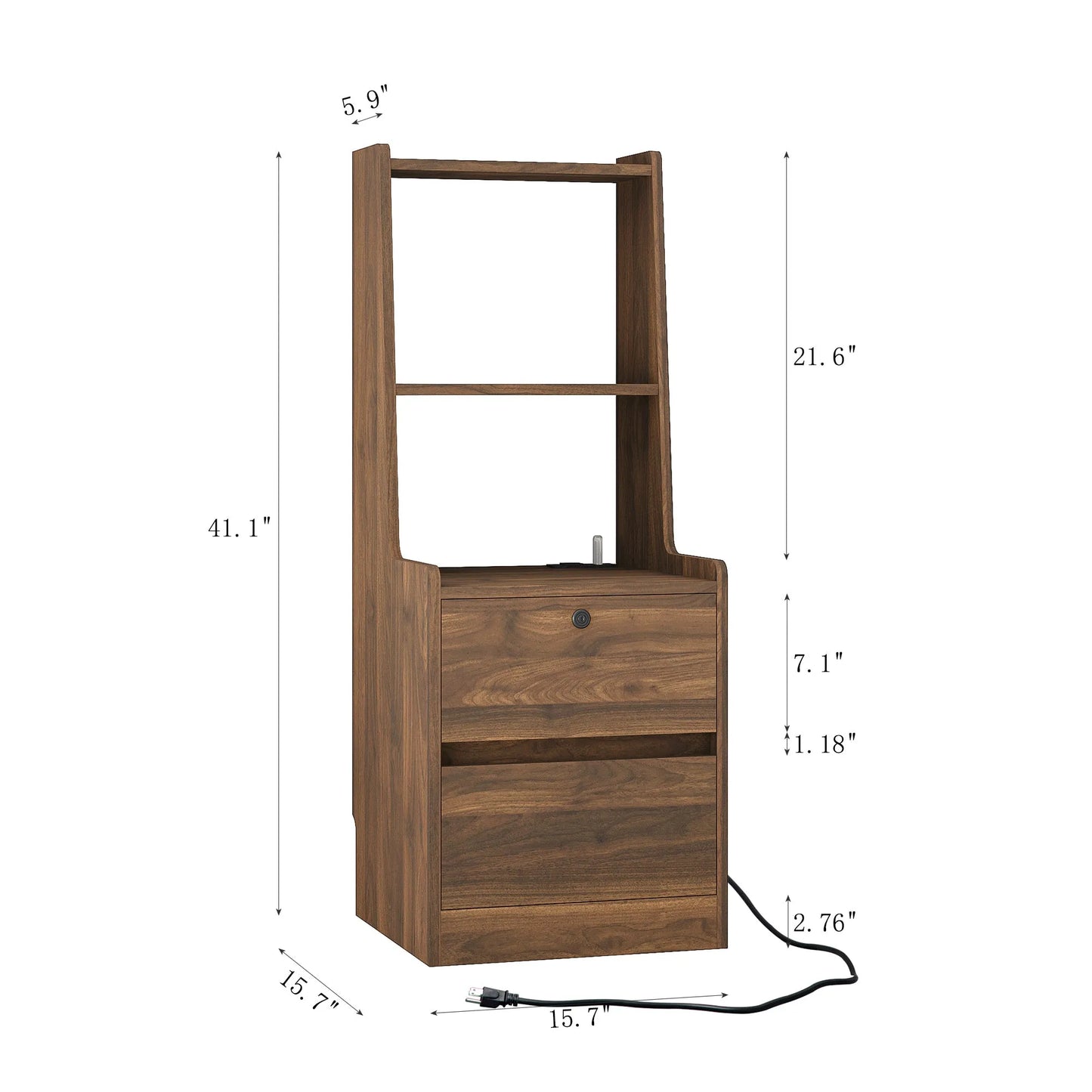 Nightstand with Charging Station, Smart Nightstand with Night Light, Modern Night Stand with Bookshelf, Bedside Tables with Storage Cabinet for – view 10