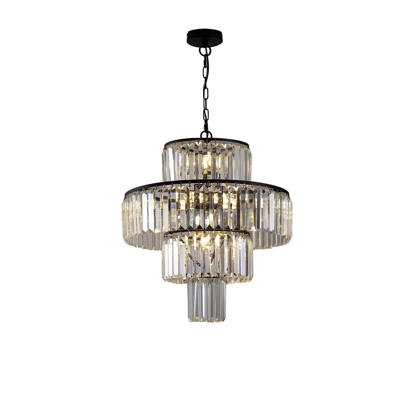 20' Modern Crystal Chandelier with Black Finish, 4-Tier Design for Dining Room or Living Room, Elegant Crystal Pendant Light Fixture (Bulb Not – view 10