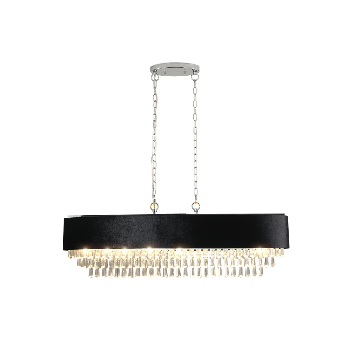 39' Modern Crystal Chandelier with Black Imitation Velvet Anti-Glare Shade, Adjustable Height, 8-Light G9 Base for Dining Room, Living Room, or – view 10