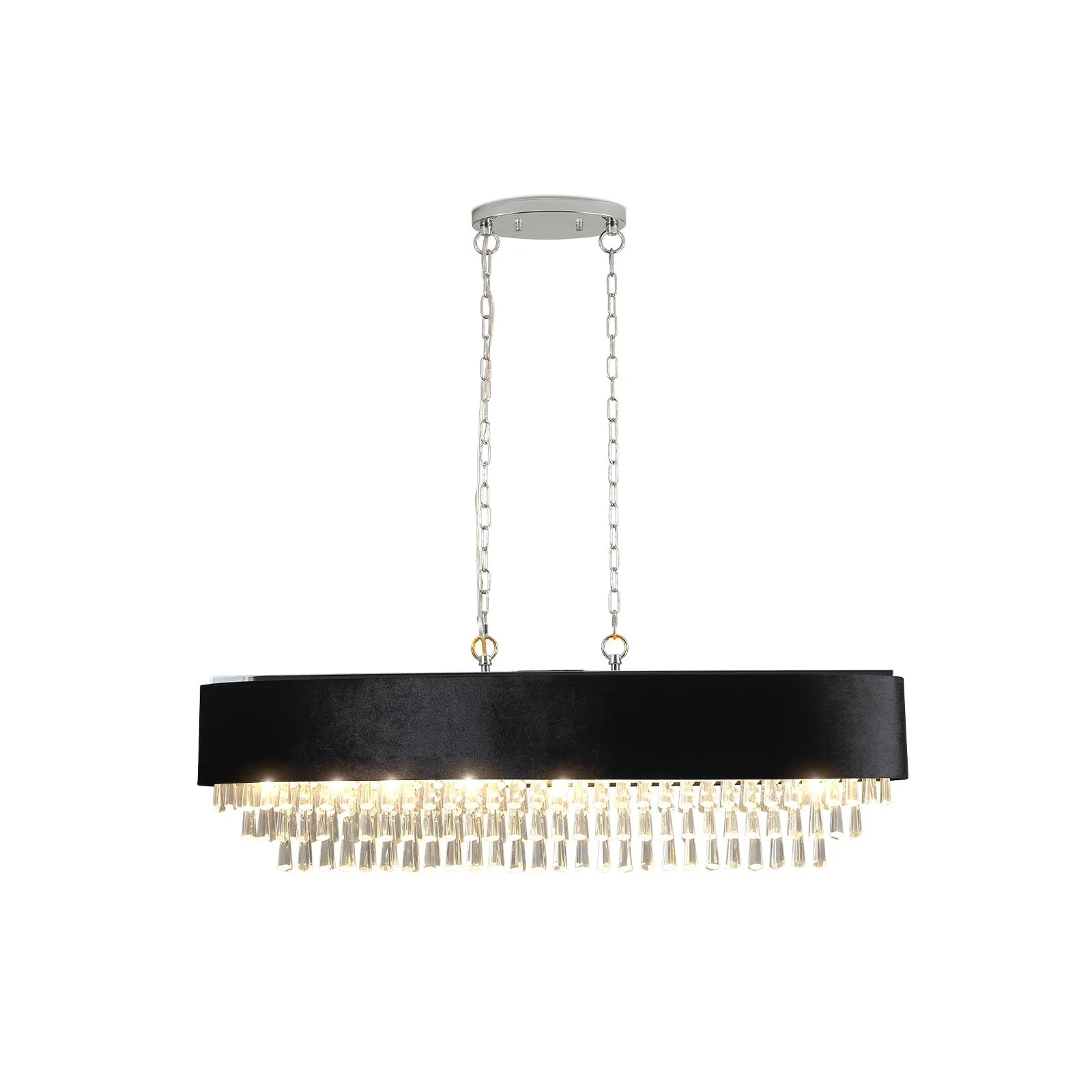 39' Modern Crystal Chandelier with Black Imitation Velvet Anti-Glare Shade, Adjustable Height, 8-Light G9 Base for Dining Room, Living Room, or – view 10