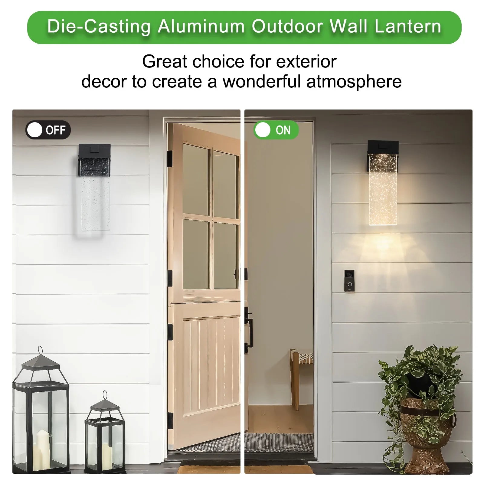 2-Pack Outdoor Wall Light Fixture, Weatherproof LED Wall Sconce with Bubble Crystal and Light Sensor - 12W Per Lamp – view 10