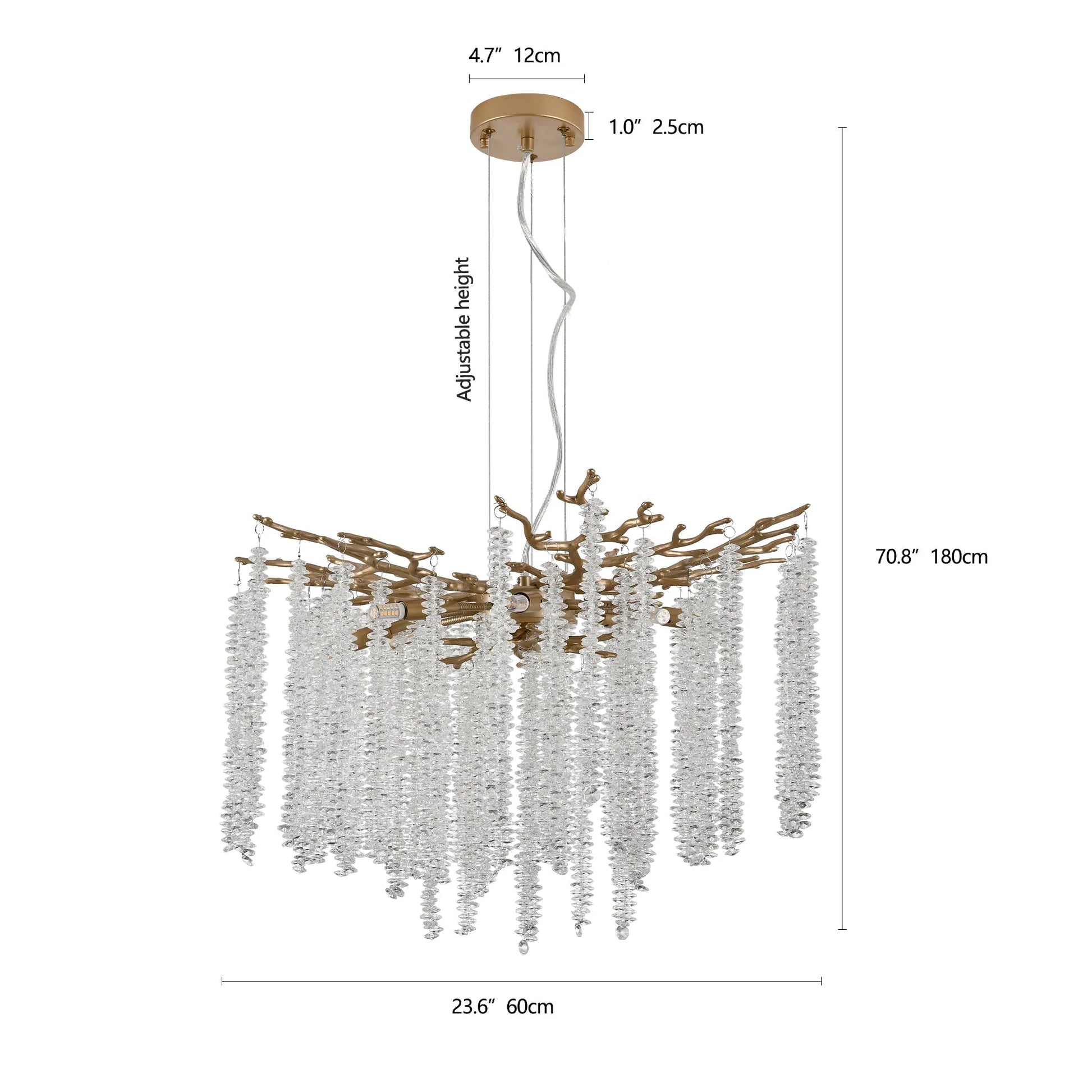 24-inch Modern Golden Pendant Light with Cascading Crystal Strands, Ideal for Living Room, Dining Room and Foyer, High-End Decorative Lighting – view 10
