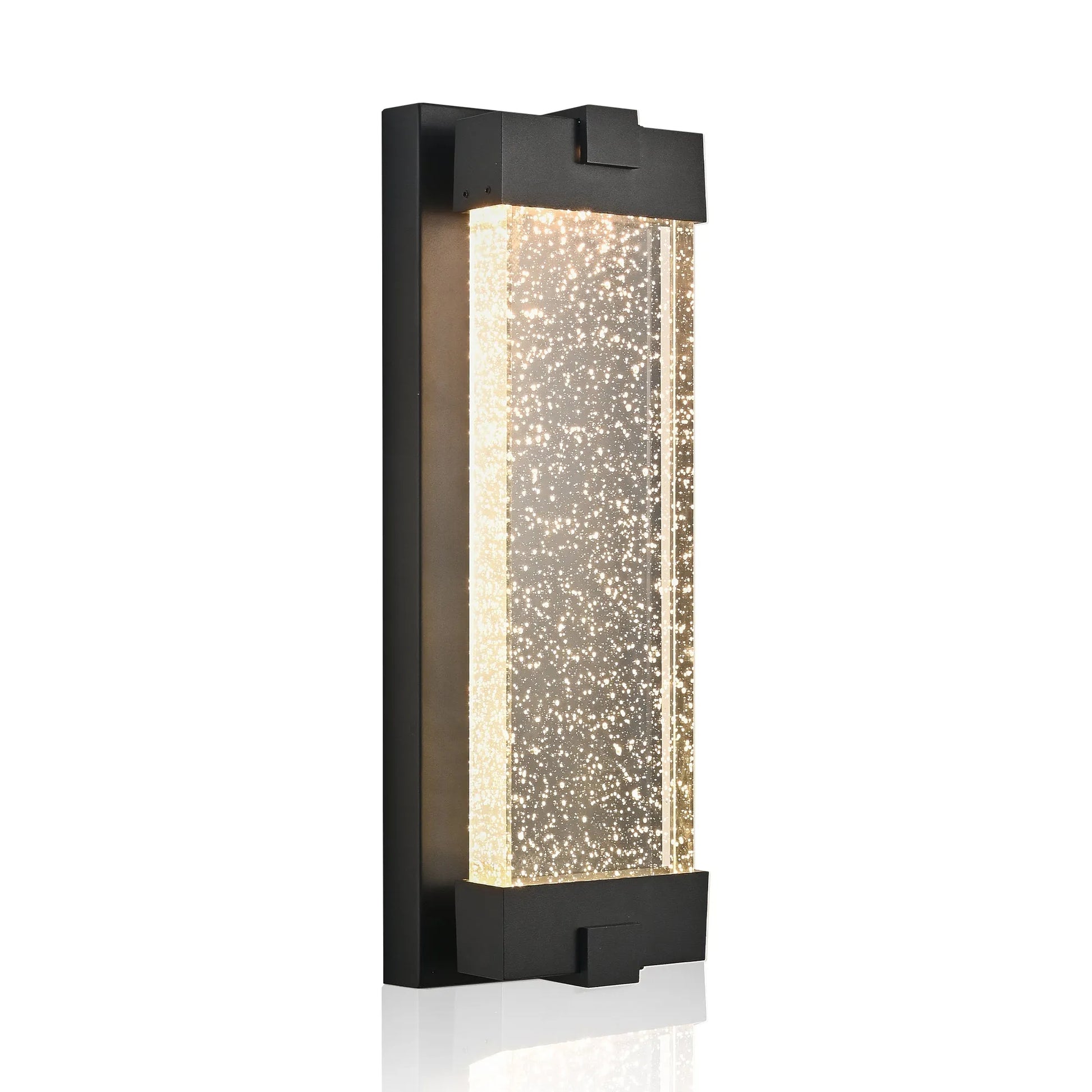 19'(H) Black Aluminum Finish Outdoor Wall Light with Bubble Crystal Glass, LED Light Source, 3000K Warm Light, Weatherproof Exterior Sconce for – view 10