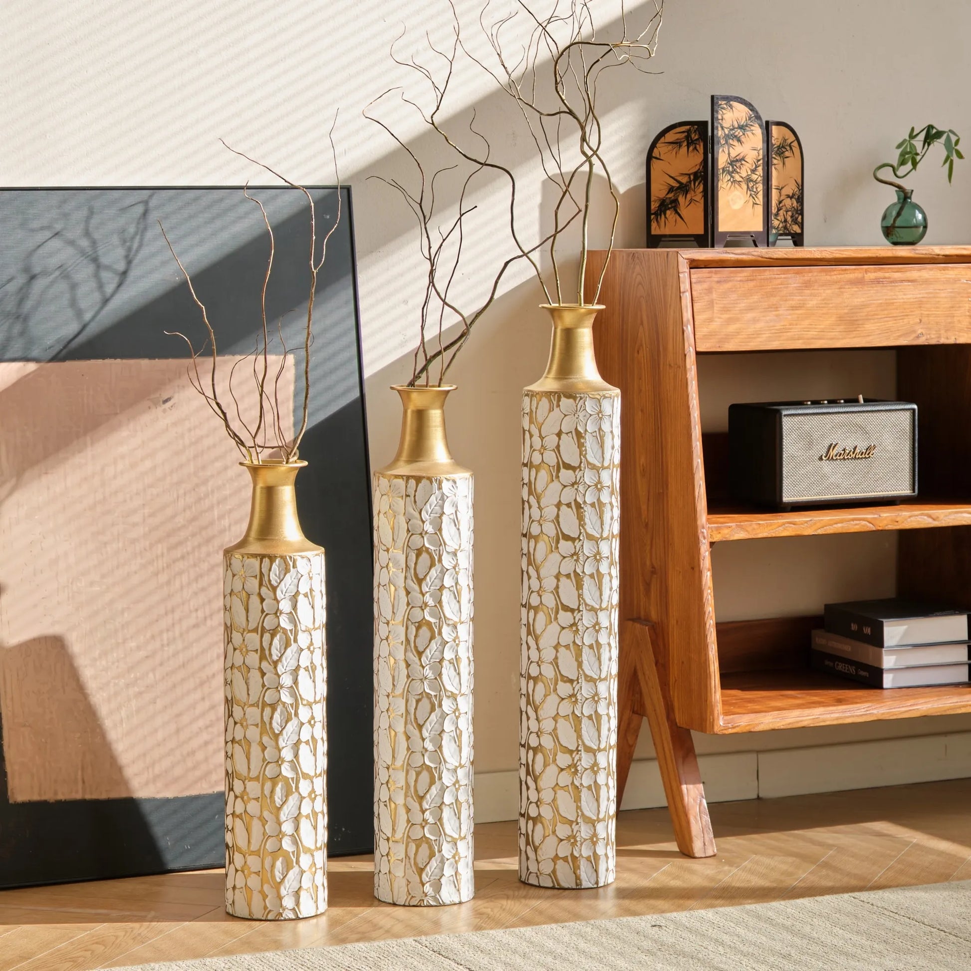 Floor Vases Gold Large Vases - 32/28/24-Inch Decorative High Vases Set of 3 for Home Décor Vintage Large Vases Representing Twigs, Twigs Dried – view 10