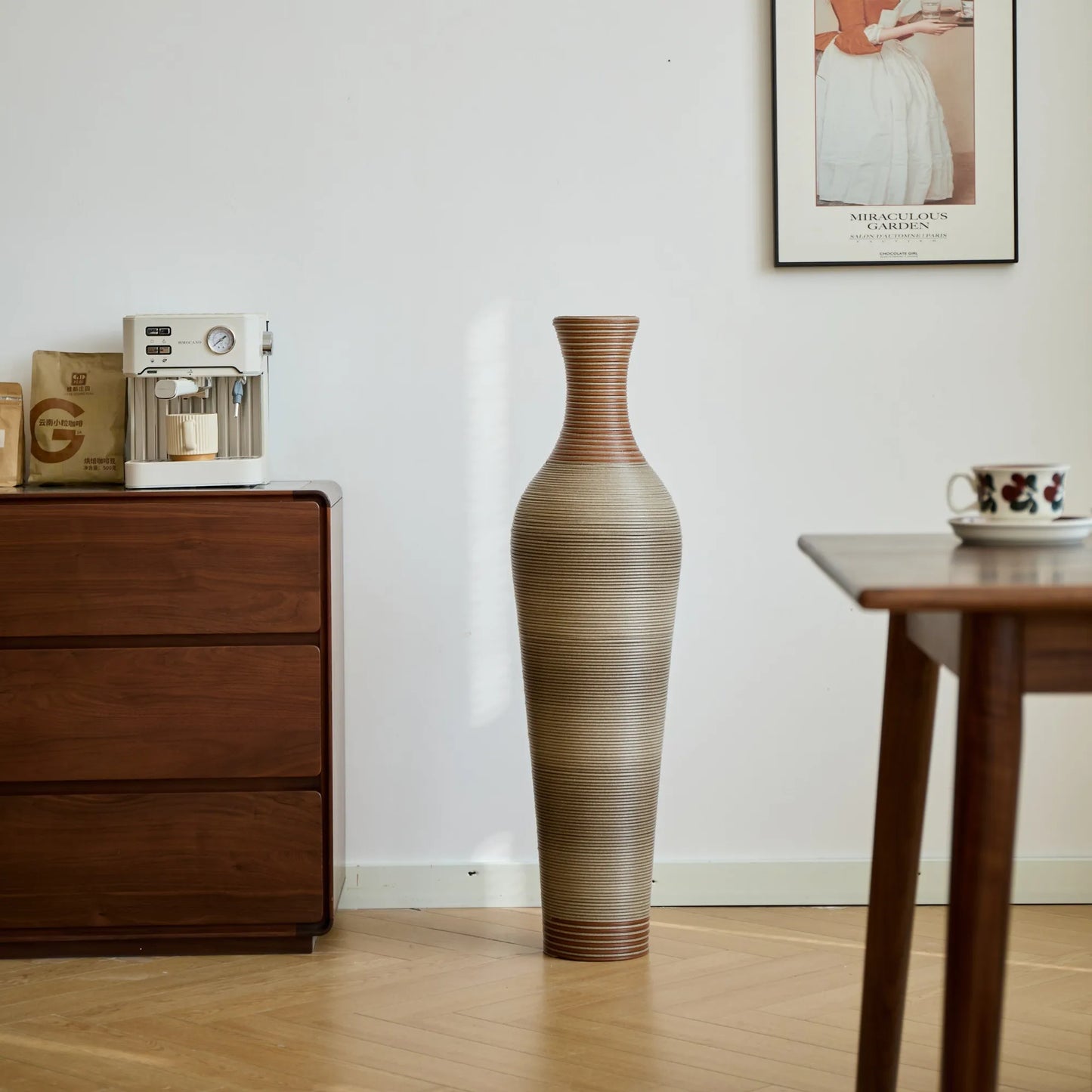 39-Inch-Tall Vase, Brown Decorative Floor Vase, Classic Neat Floor Vase Tall Freestanding Flower Holder, Artificial Rattan Vase, PVC Floor Vase – view 10