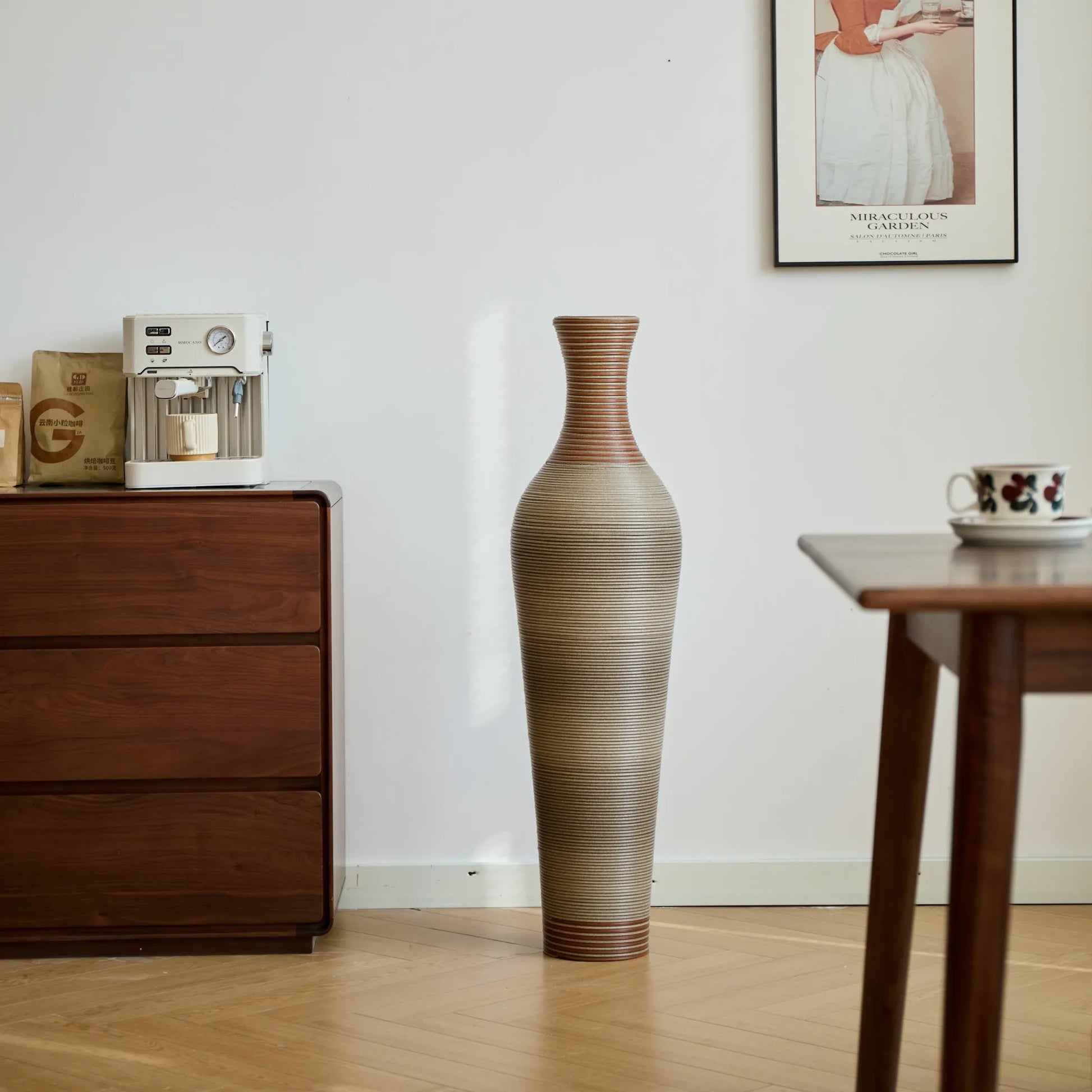 39-Inch-Tall Vase, Brown Decorative Floor Vase, Classic Neat Floor Vase Tall Freestanding Flower Holder, Artificial Rattan Vase, PVC Floor Vase – view 10