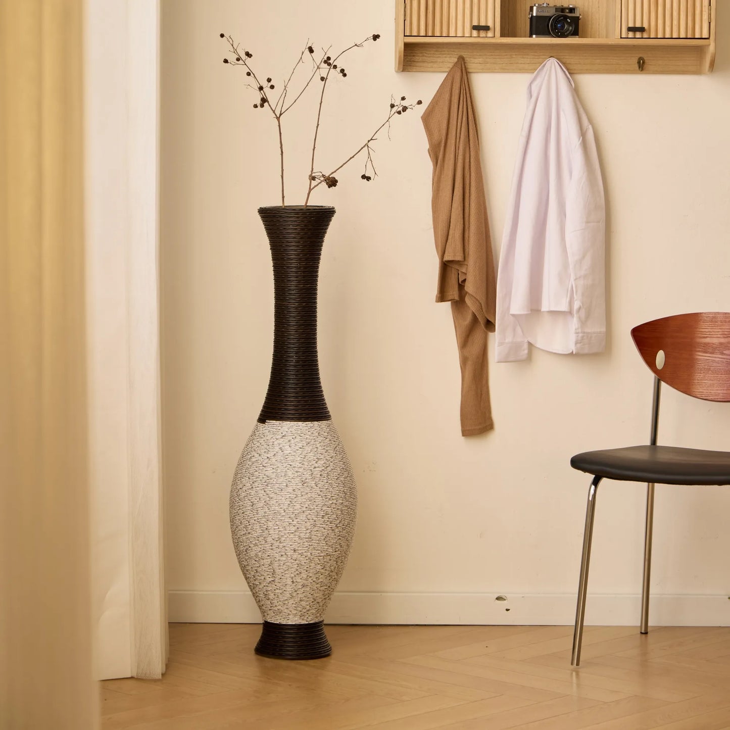 39-Inch Tall Designer Floor Vase – Artificial Rattan with Elegant Two-Tone Dark Brown Finish – Decorative Accent for Living Room, Bedroom, or Entryway – view 10