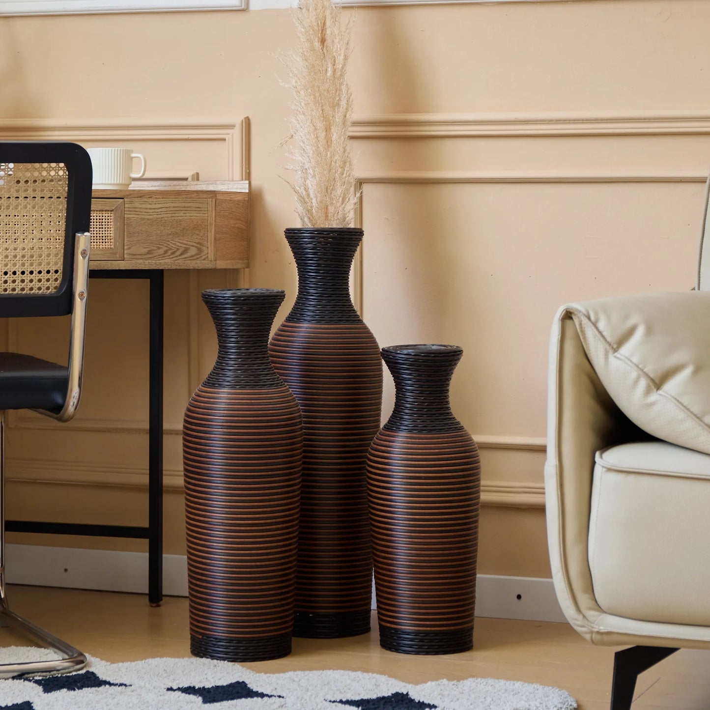 Desktop Vase, Brown Decorative Floor Vase, Classic and Neat Floor Vase, High Independent Flower Stand, Artificial Vine Vase, PVC Floor Vase, Home – view 10