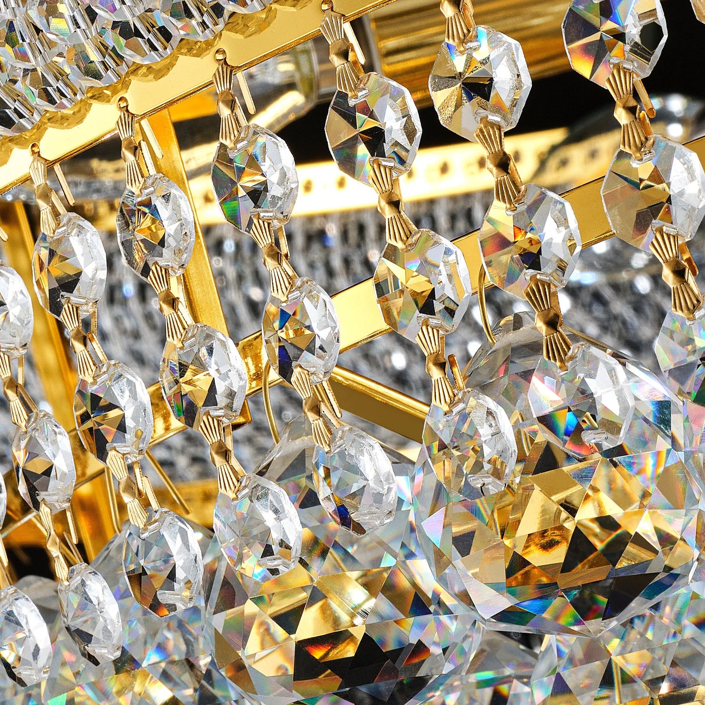 32-Inch Gold Crystal Chandelier, 27-Light French Empire Ceiling Light with LED Bulbs, Adjustable 59-Inch Chain, 3000K Warm Light, Ideal for Living – view 10