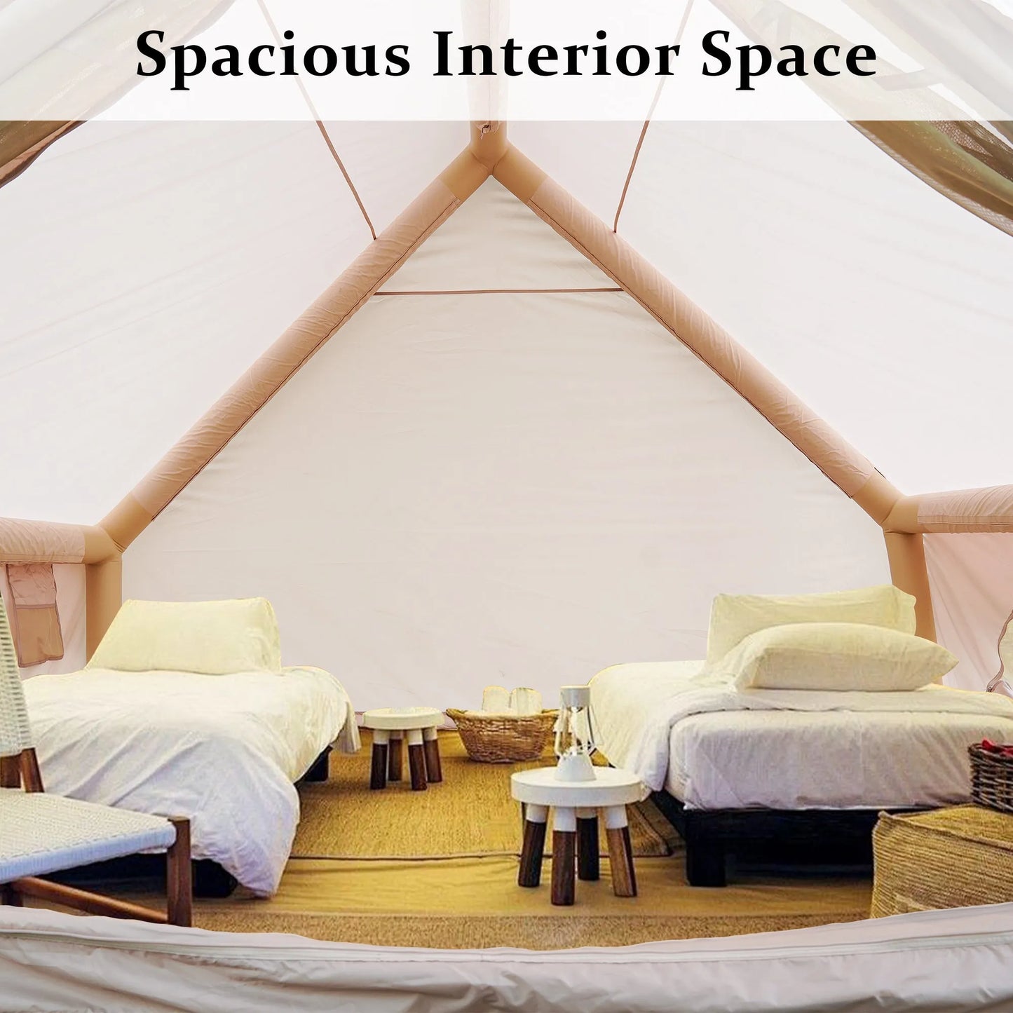 Inflatable Glamping Tent for 4-6 People, Waterproof Luxury Outdoor Tent with Pump, Khaki 410D Oxford Fabric, 118'x78.7'x78.7' – view 10