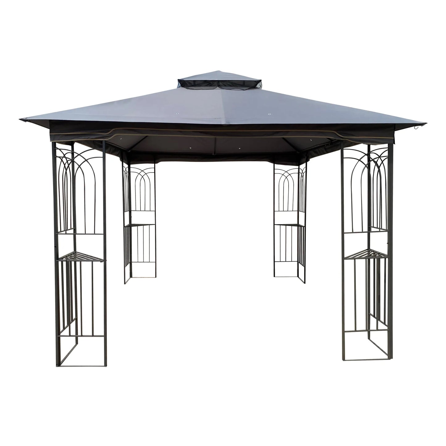10 x 10 ft Patio Gazebo Tent with Ventilated Double Roof and Mosquito Net, Gray Canopy for Backyard or Garden – view 10