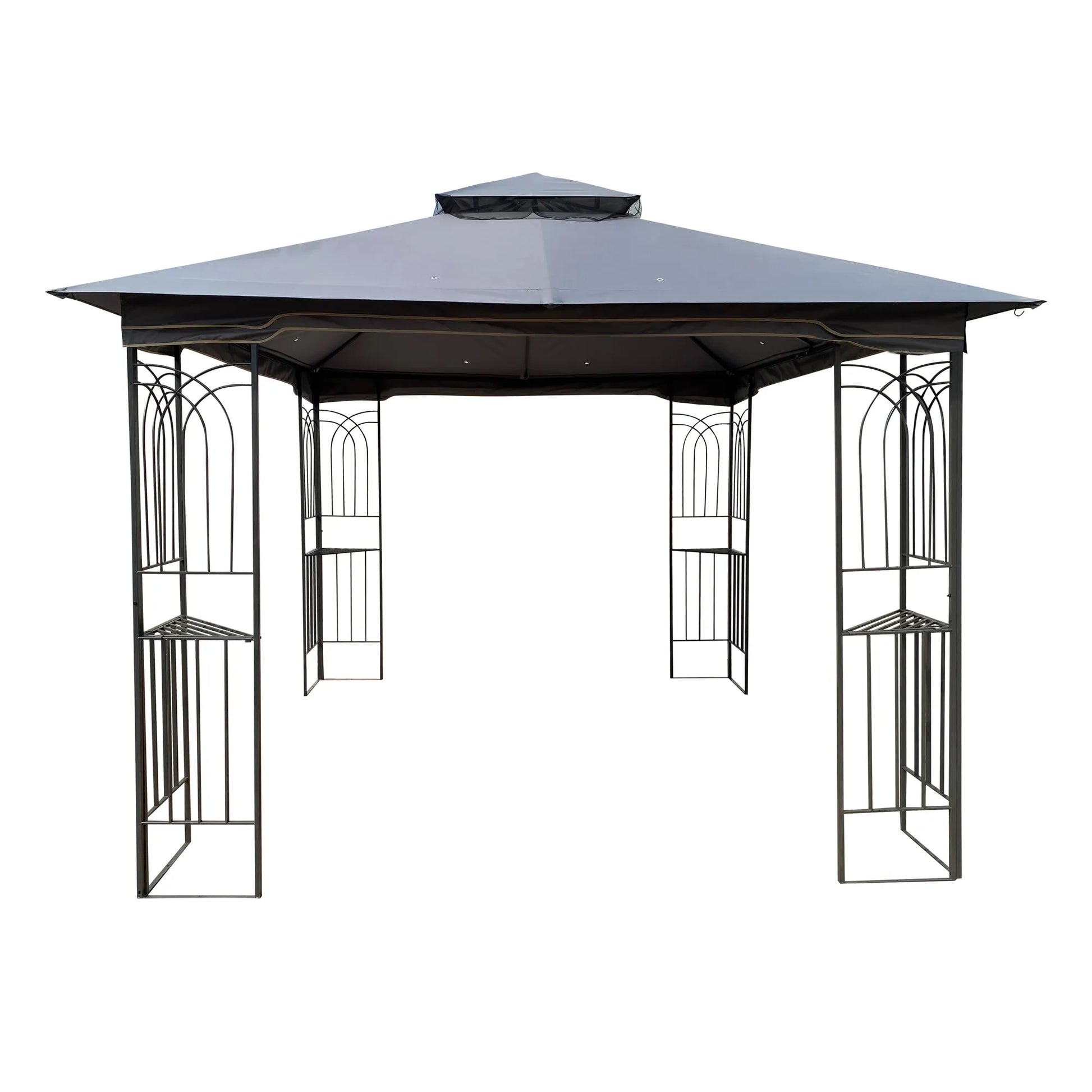 10 x 10 ft Patio Gazebo Tent with Ventilated Double Roof and Mosquito Net, Gray Canopy for Backyard or Garden – view 10