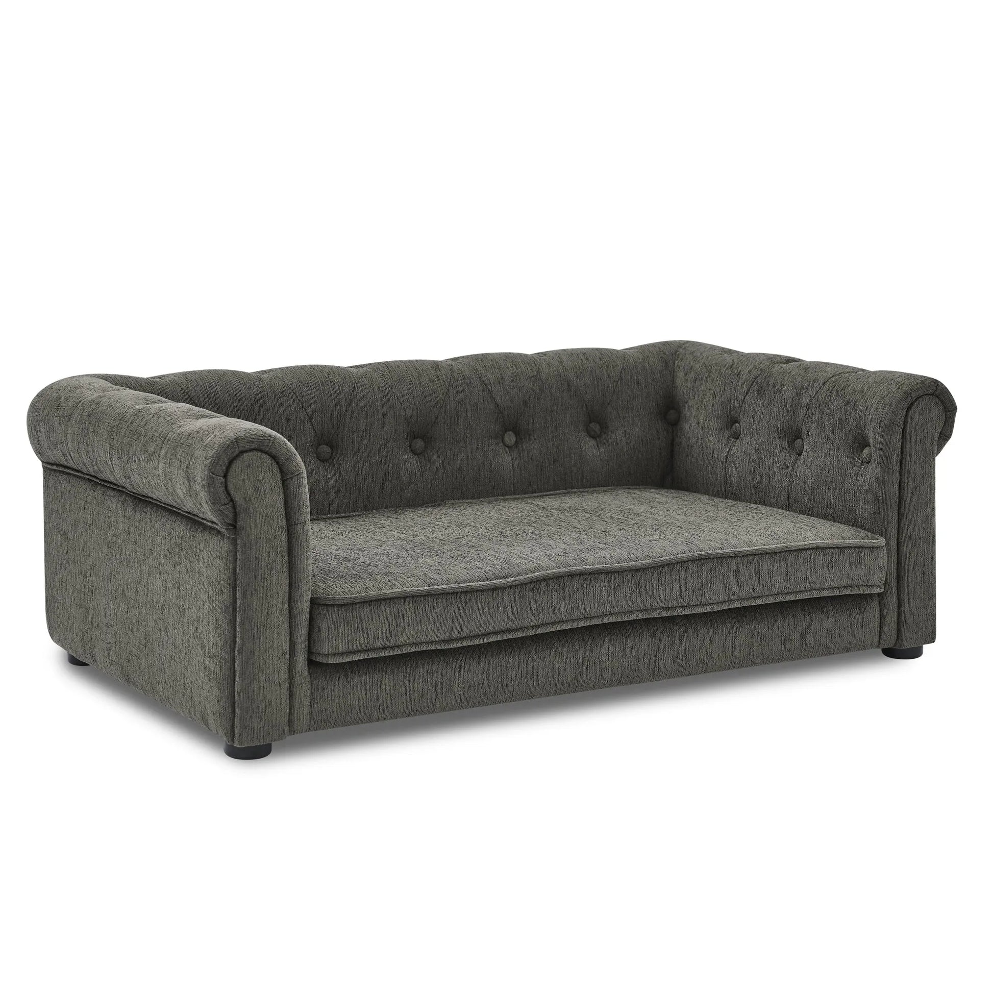 Modern Style Elegant Rectangle Pet Bed for Small and Medium Dogs, Durable Elevated Dog Sofa, Dark Grey Foam – view 10