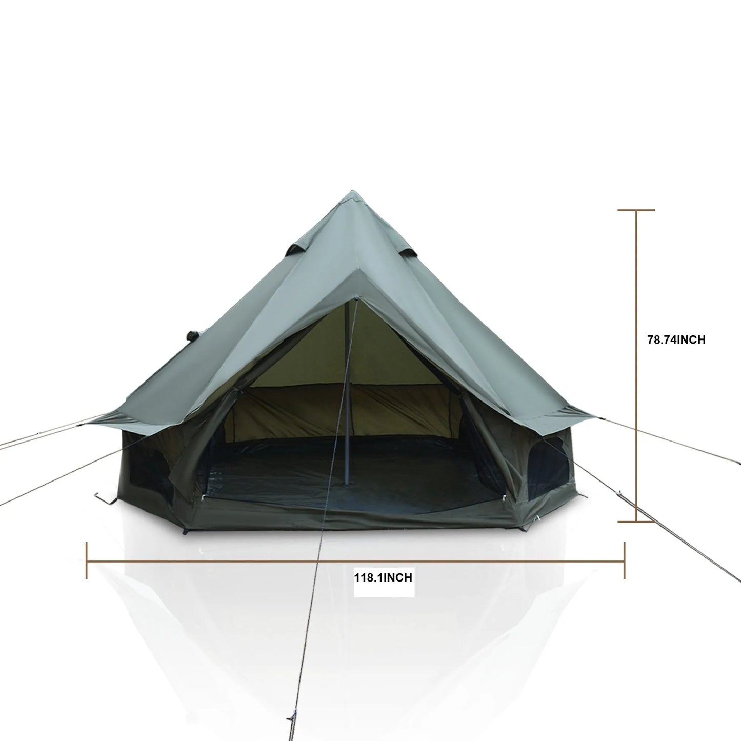Oxford Bell Tent for Family Camping - Spacious 9.8ft Yurt with Stove Jack, Large Glamping Tents for 3-4 People, 4 Season Oxford Hot Tent Shelter Green – view 10