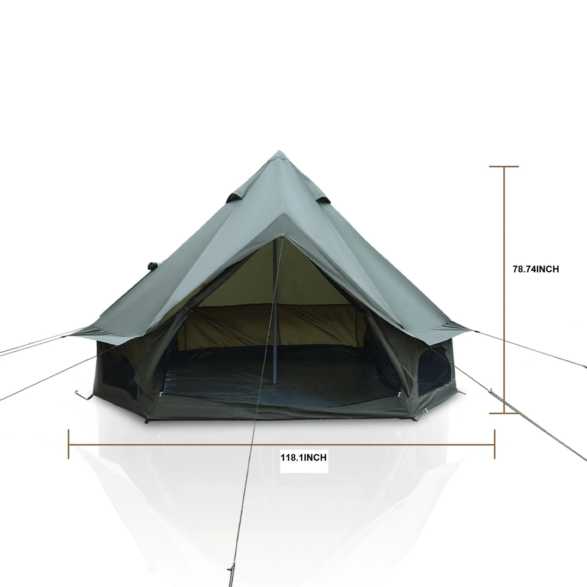 Oxford Bell Tent for Family Camping - Spacious 9.8ft Yurt with Stove Jack, Large Glamping Tents for 3-4 People, 4 Season Oxford Hot Tent Shelter Green – view 10