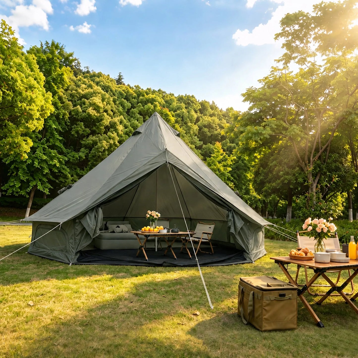 Oxford Bell Tent for Family Camping - Spacious 13.1ft Yurt with Stove Jack, Large Glamping Tents for 4-8 People, 4 Season Oxford Hot Tent Shelter – view 10