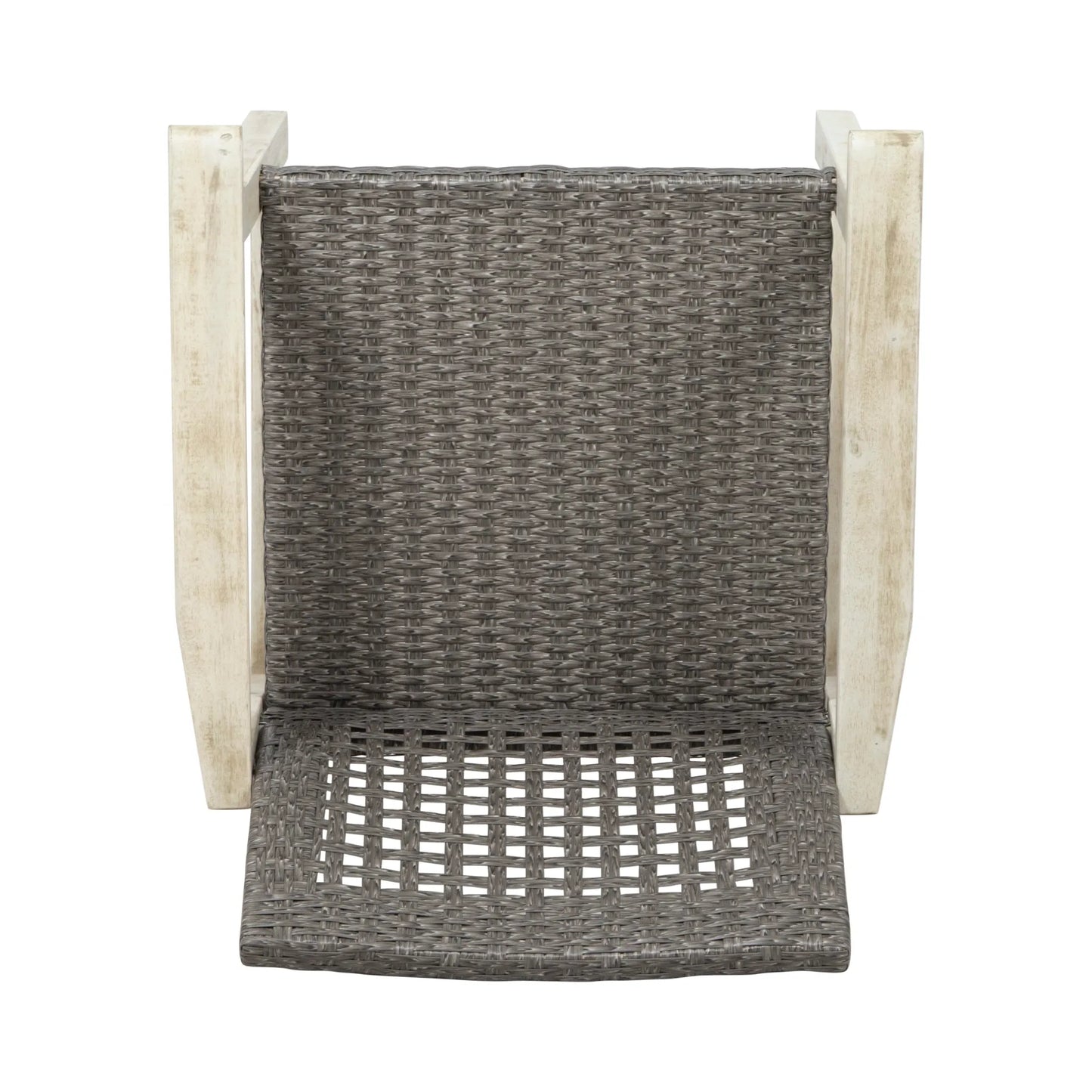 Outdoor Dining Chair Set of 2, Light Grey Wash Acacia Wood Frame and Mix Black PE Rattan Wicker – view 11