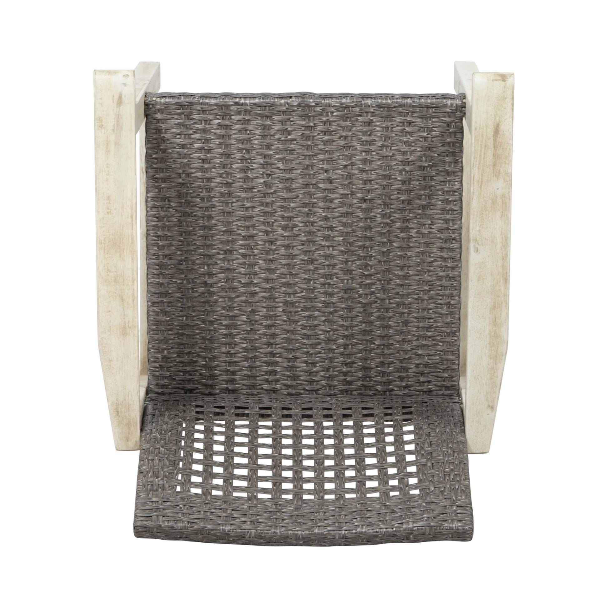 Outdoor Dining Chair Set of 2, Light Grey Wash Acacia Wood Frame and Mix Black PE Rattan Wicker – view 11