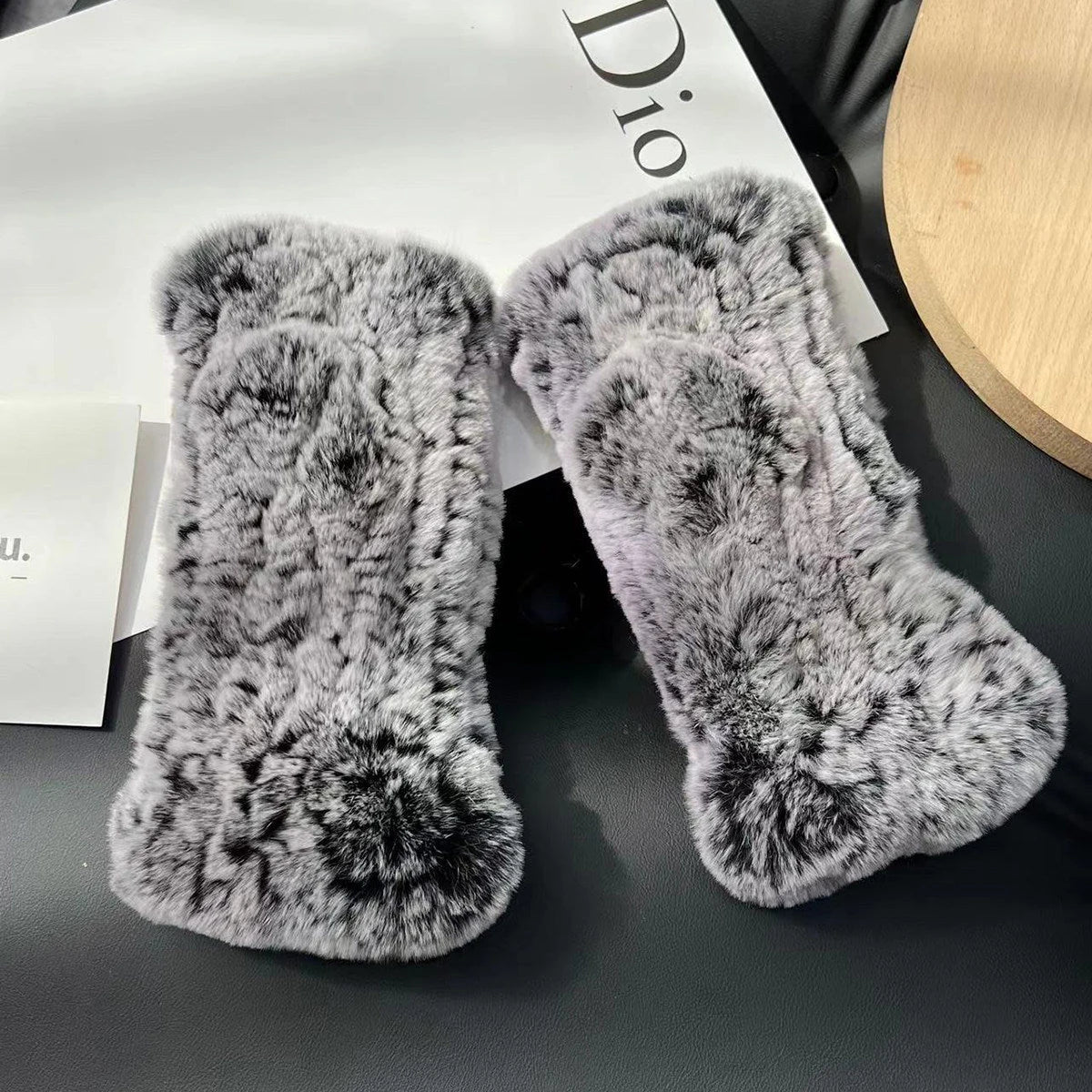 Women's Genuine Rex Rabbit Fur Fingerless Gloves