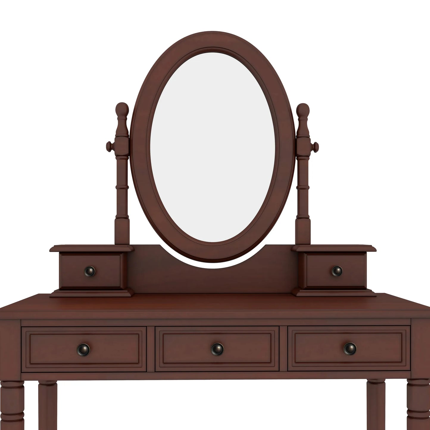 Vanity Desk with Adjustable Angle Mirror, Vintage Vanity Makeup Table and Cushioned Stool Set with Velvet Fabric Lining 5 Drawers,Wooden Dressing – view 11