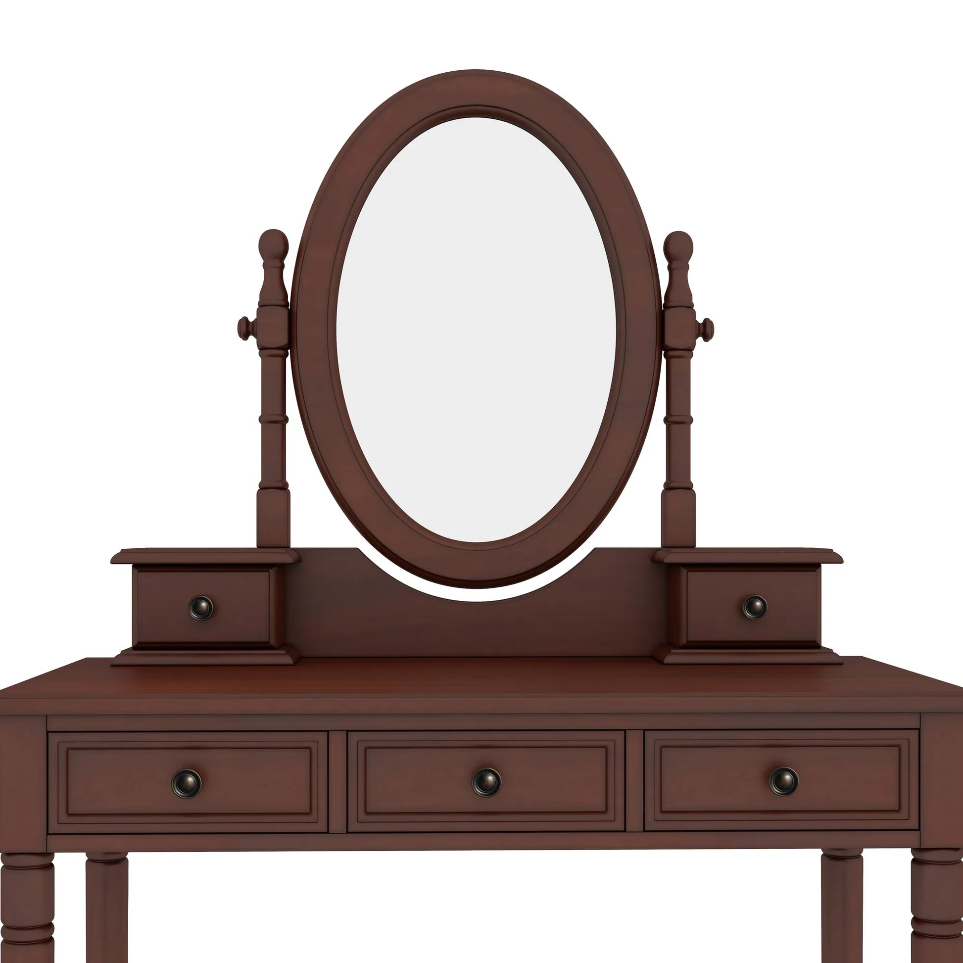 Vanity Desk with Adjustable Angle Mirror, Vintage Vanity Makeup Table and Cushioned Stool Set with Velvet Fabric Lining 5 Drawers,Wooden Dressing – view 11